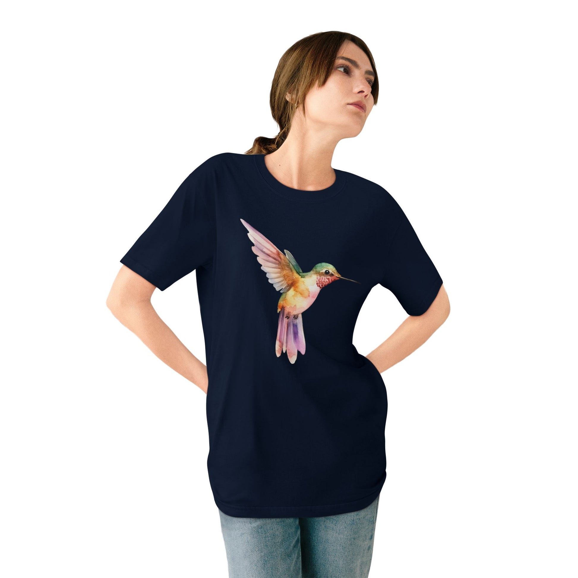 Watercolor Hummingbird Women 100% Organic Cotton T-Shirt - Canvasses