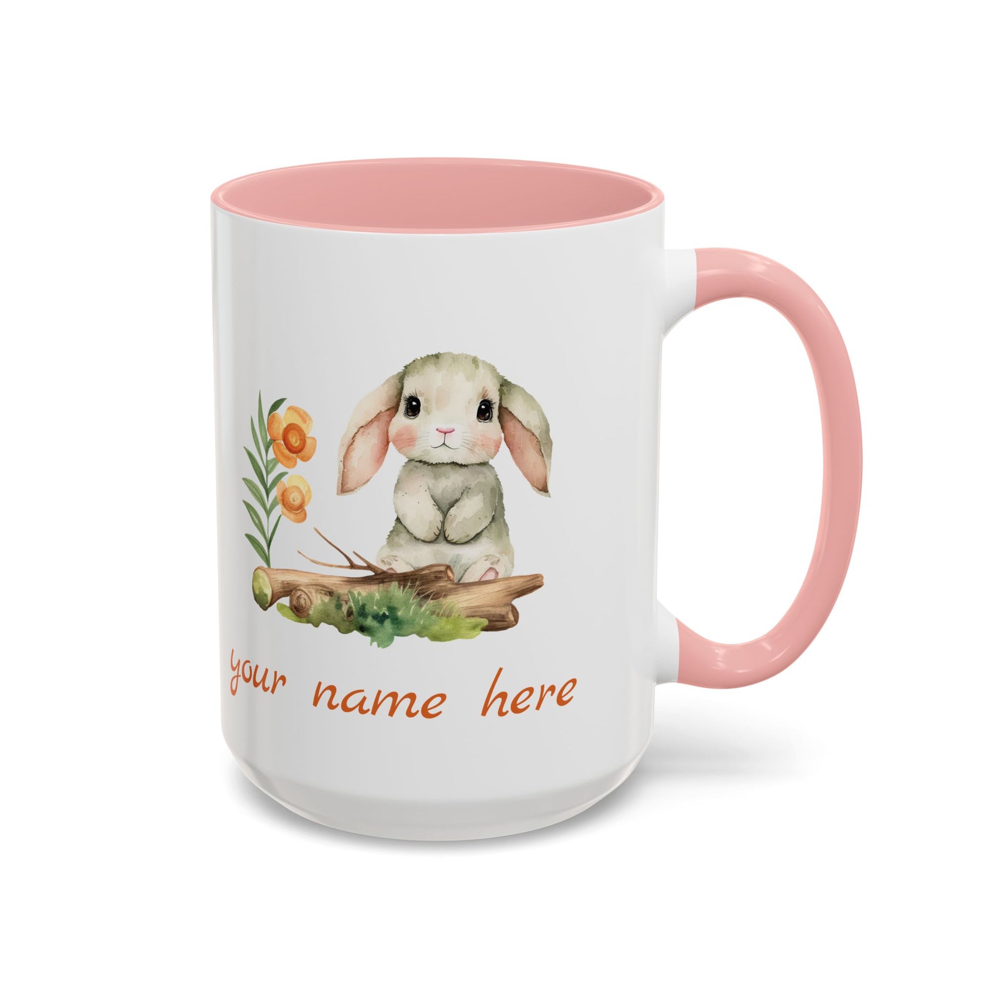 Watercolor Bunny Personalized Accent Mug - Canvasses