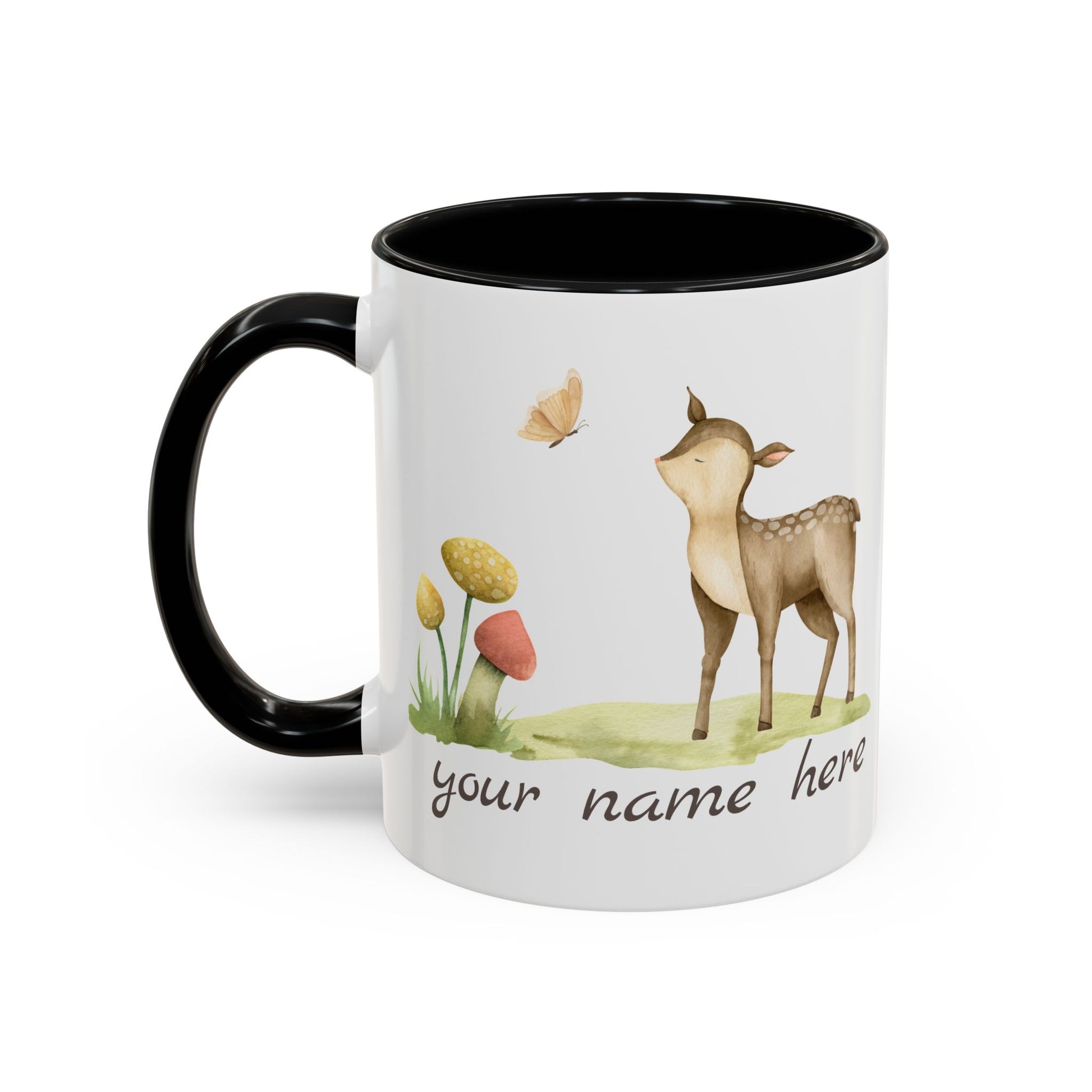 Watercolor Deer Personalized Accent Mug - Canvasses