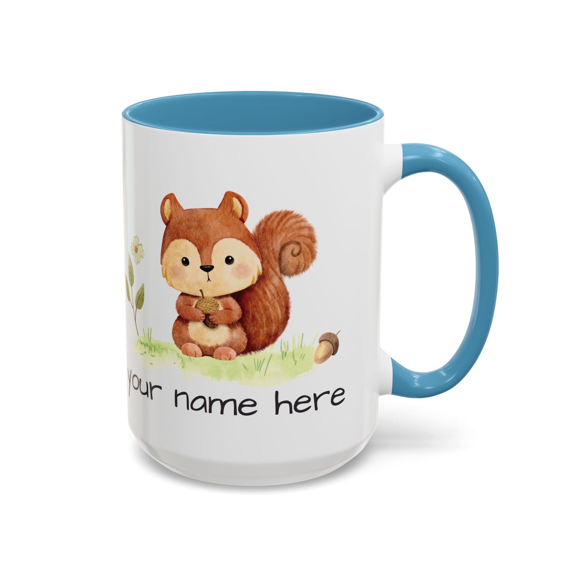 Watercolor Squirrel Personalized Accent Mug - Canvasses