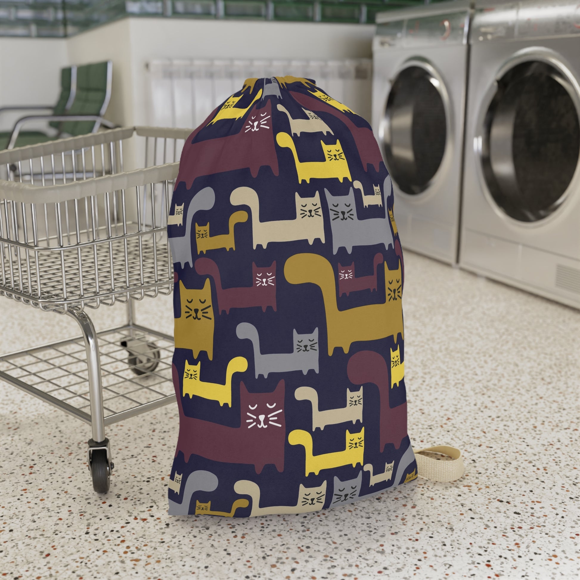 Blocky Meow Laundry Bag - Canvasses