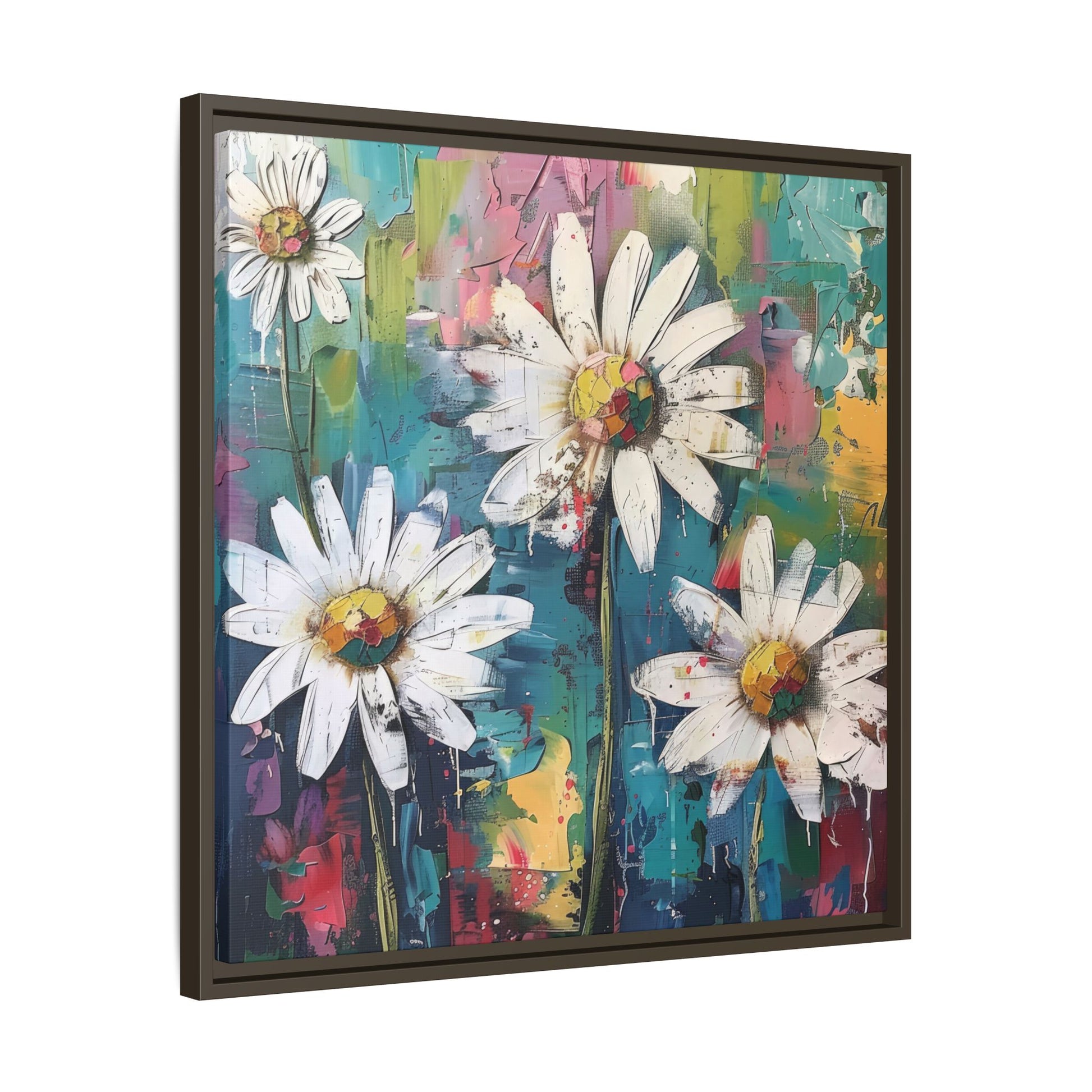 Daisy Daydreams Framed Canvas Wall Art Square - Canvasses