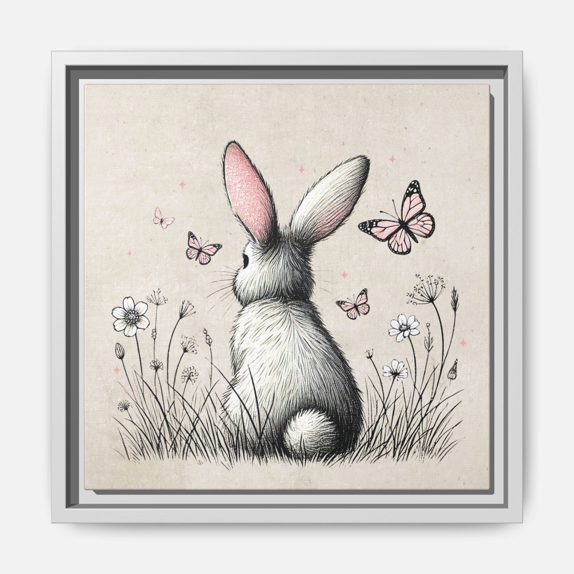 Bunny Playground Framed Canvas Wall Art Square - Canvasses