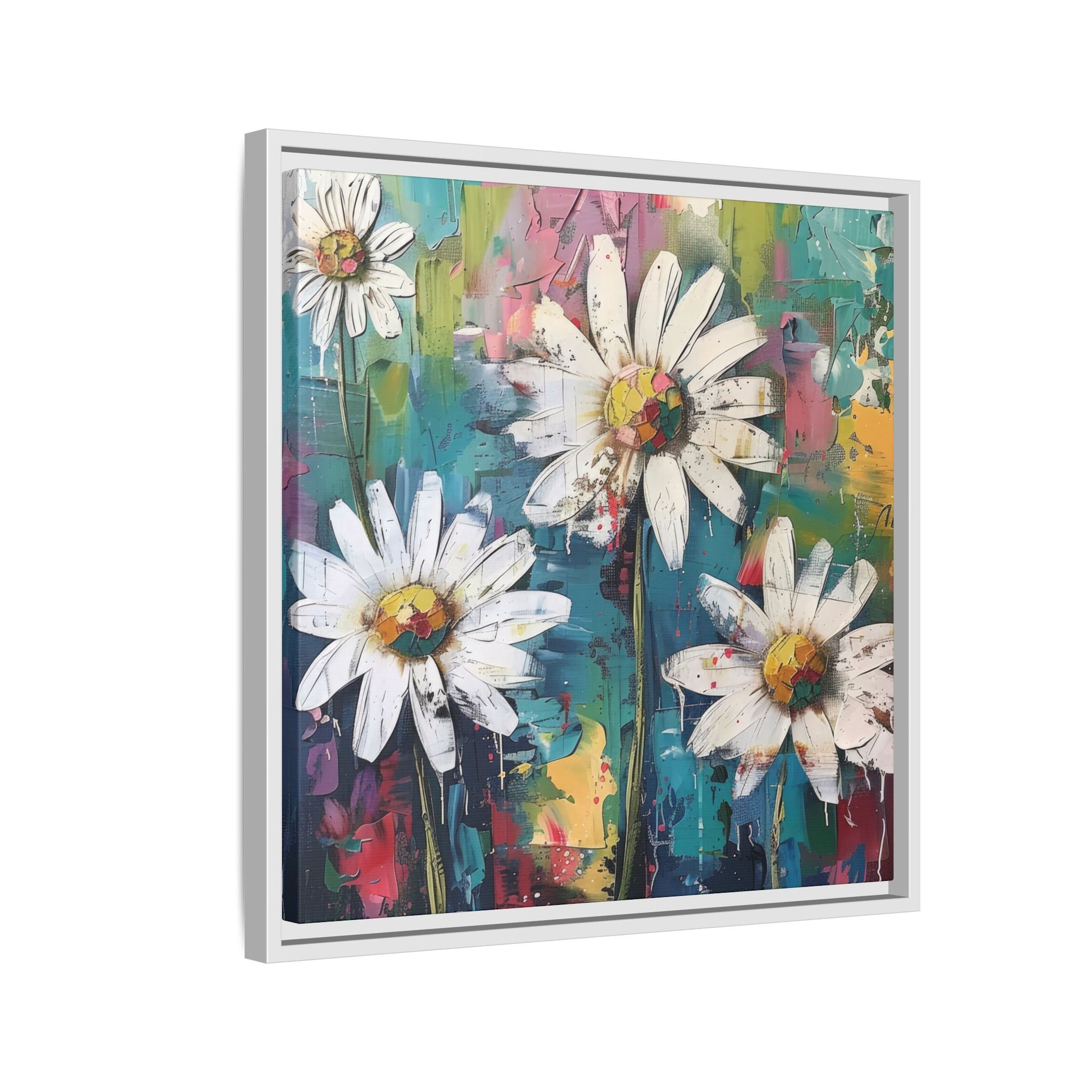 Daisy Daydreams Framed Canvas Wall Art Square - Canvasses