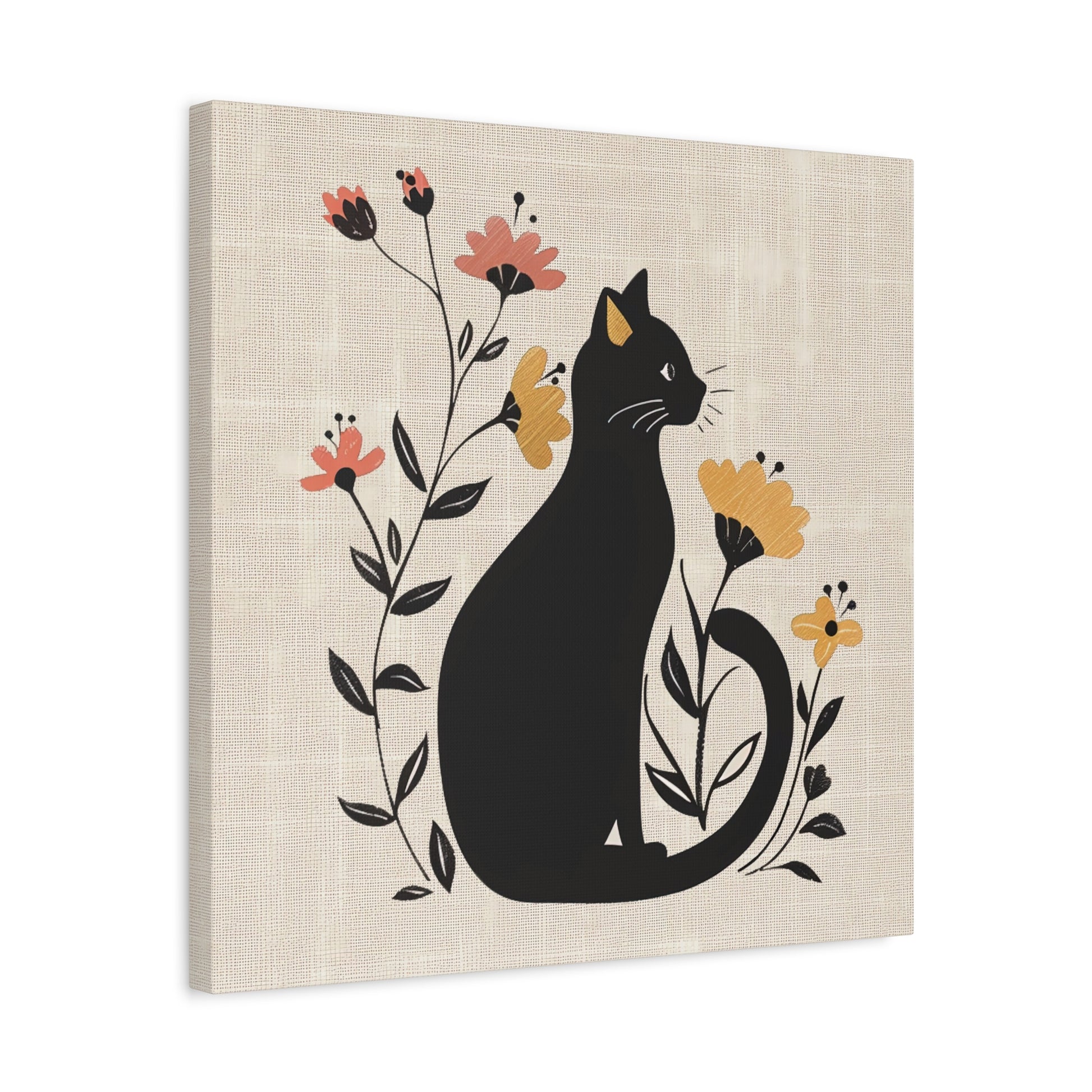 Cat in Bloom Canvas Wall Art Square - Canvasses