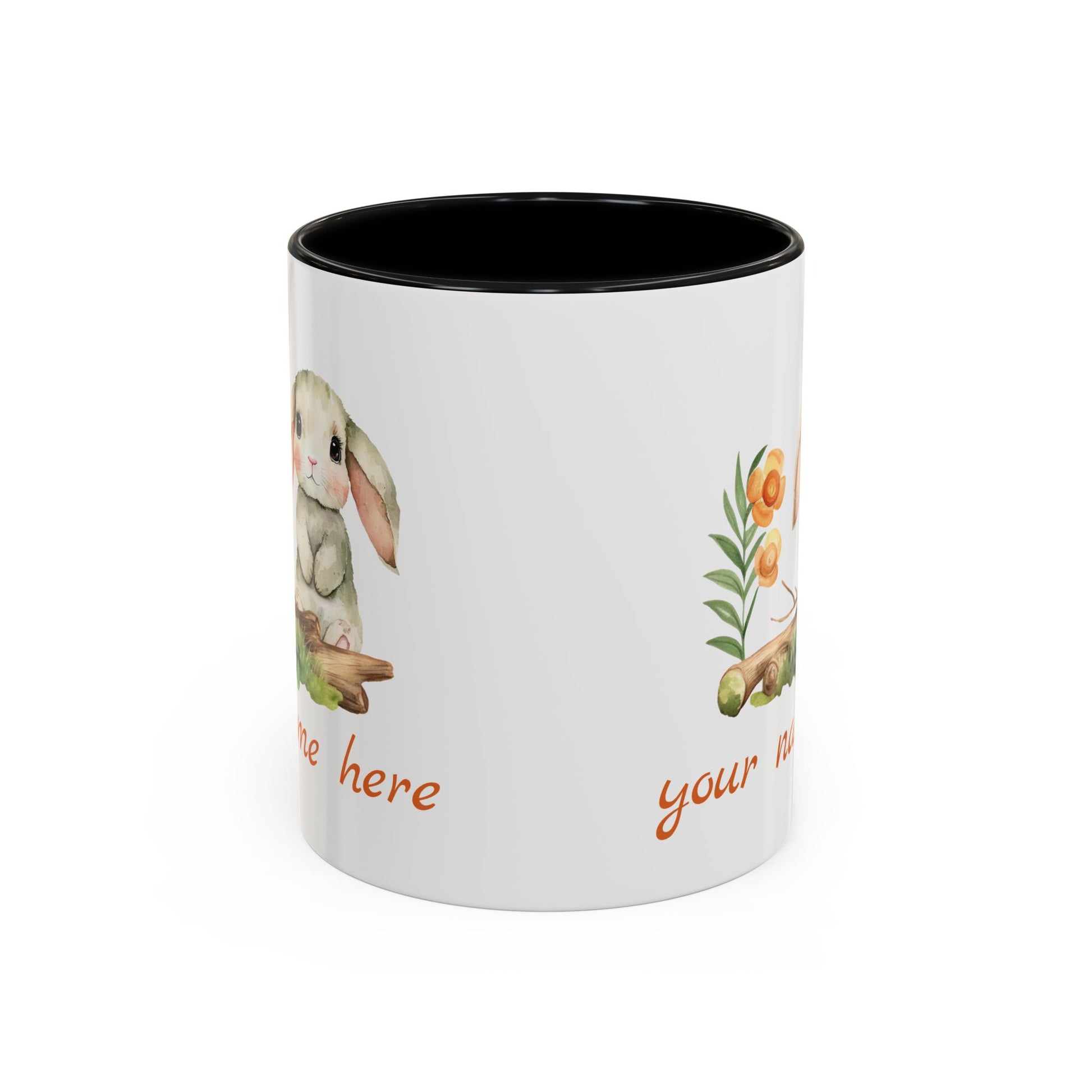 Watercolor Bunny Personalized Accent Mug - Canvasses