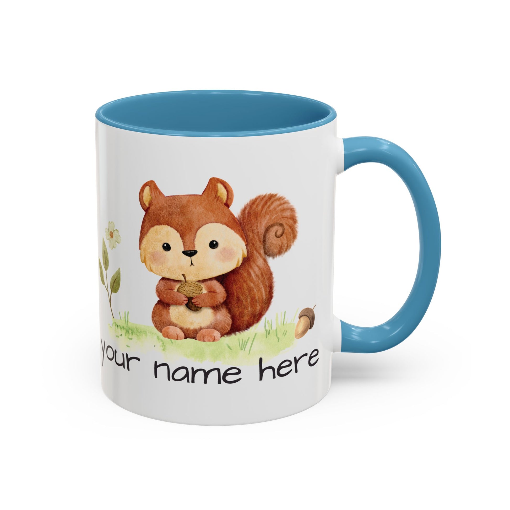 Watercolor Squirrel Personalized Accent Mug - Canvasses
