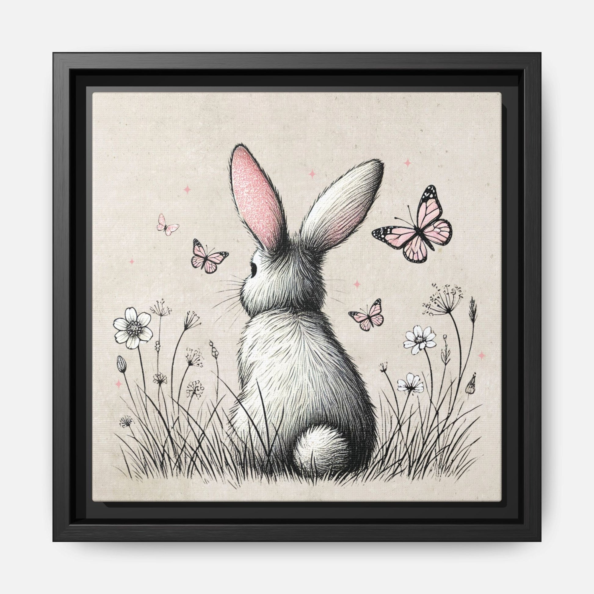 Bunny Playground Framed Canvas Wall Art Square - Canvasses