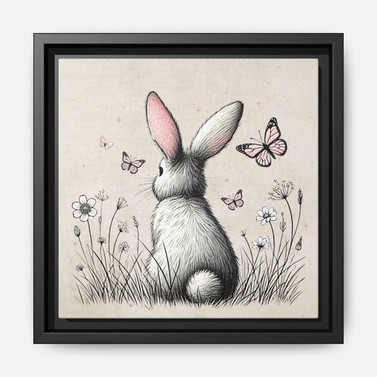 Bunny Playground Framed Canvas Wall Art Square - Canvasses