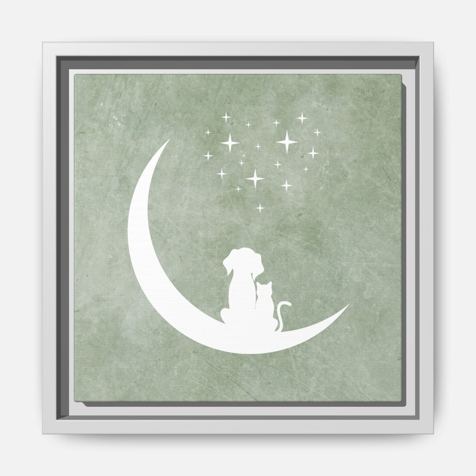 Moonlit Friends Framed Canvas Wall Art Square - Canvasses