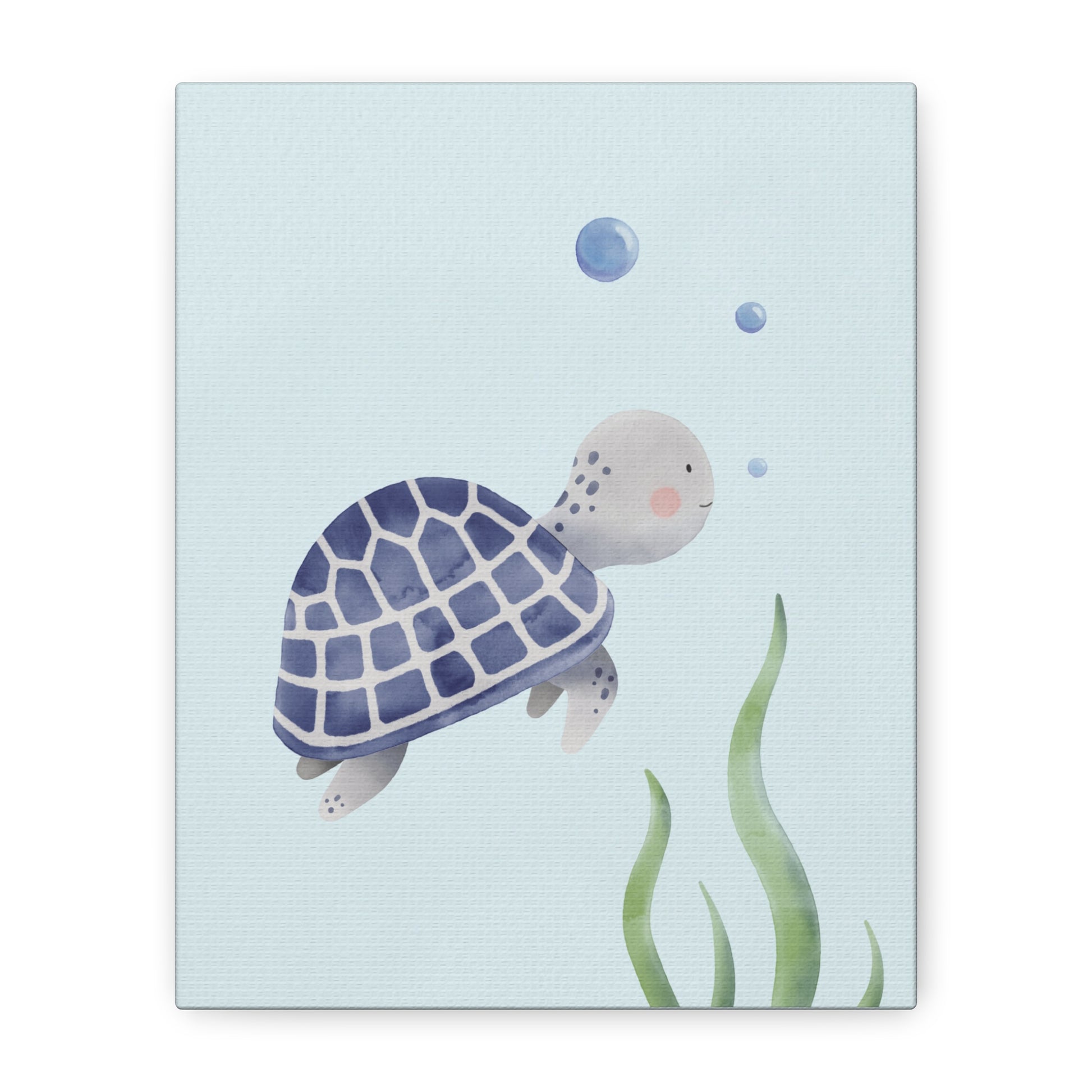Watercolor Turtle Blue Canvas Wall Art Vertical - Canvasses