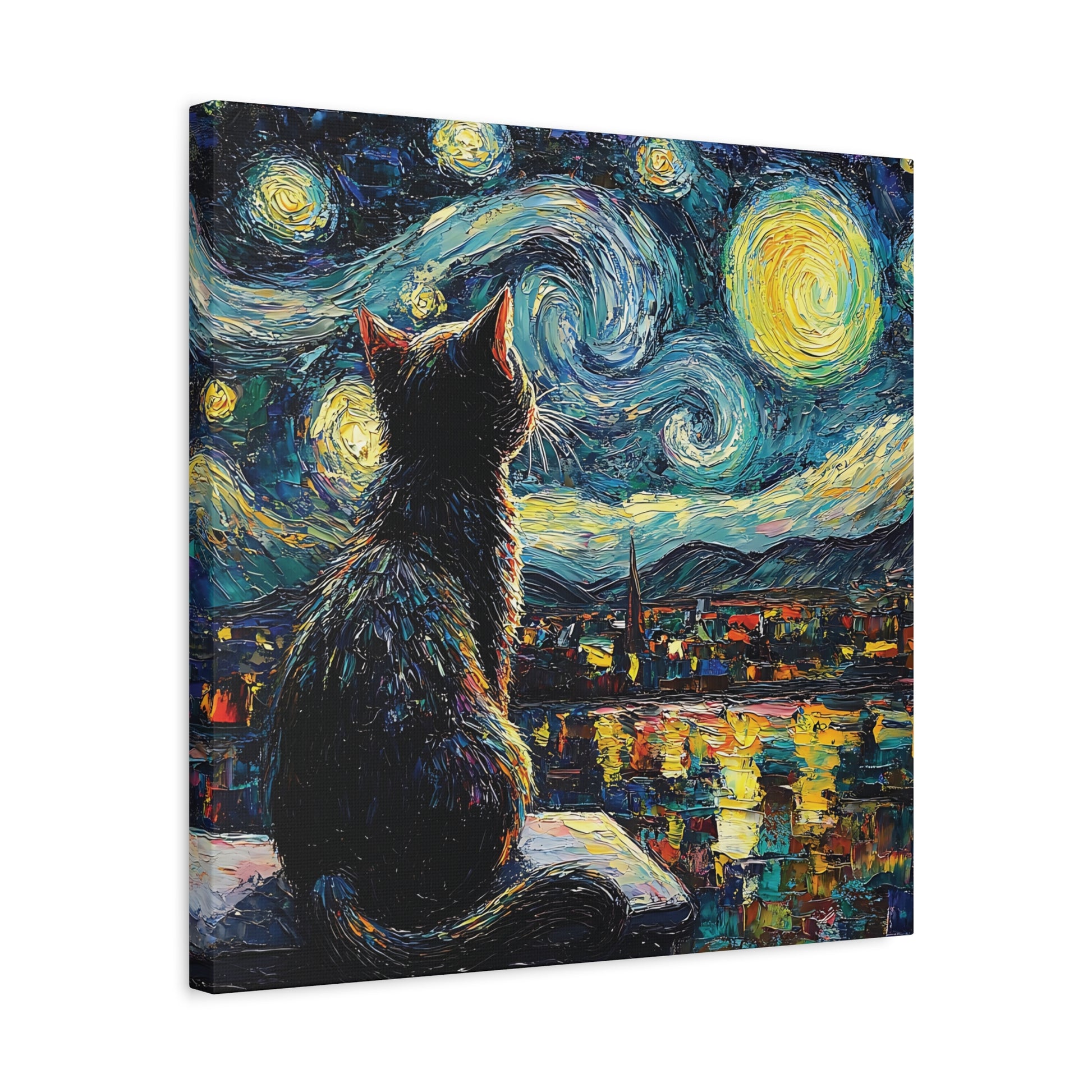 Starry Cat Canvas Wall Art Square - Canvasses