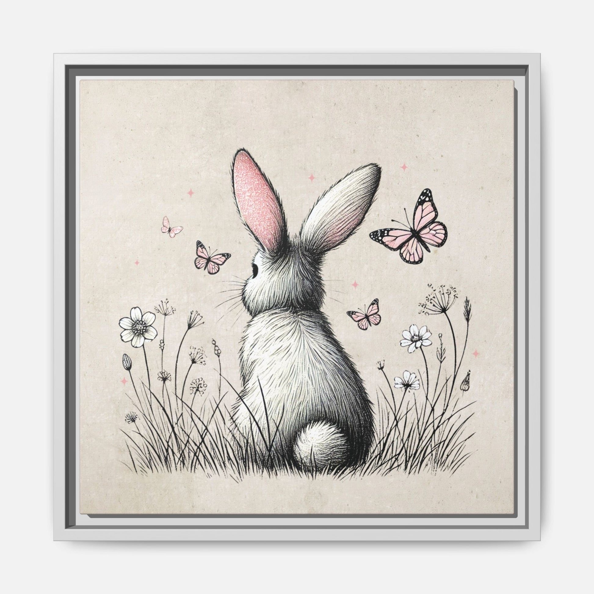 Bunny Playground Framed Canvas Wall Art Square - Canvasses