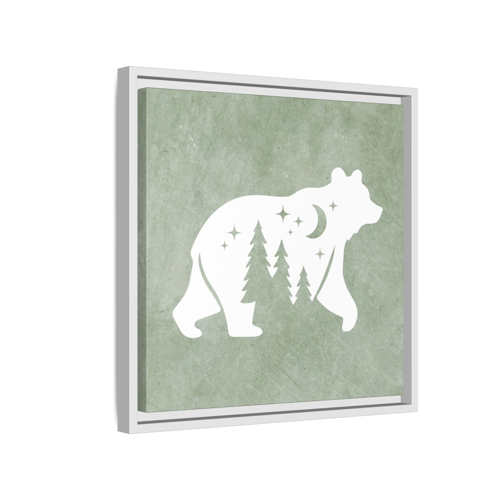 Silhouette Bear Framed Canvas Wall Art Square - Canvasses