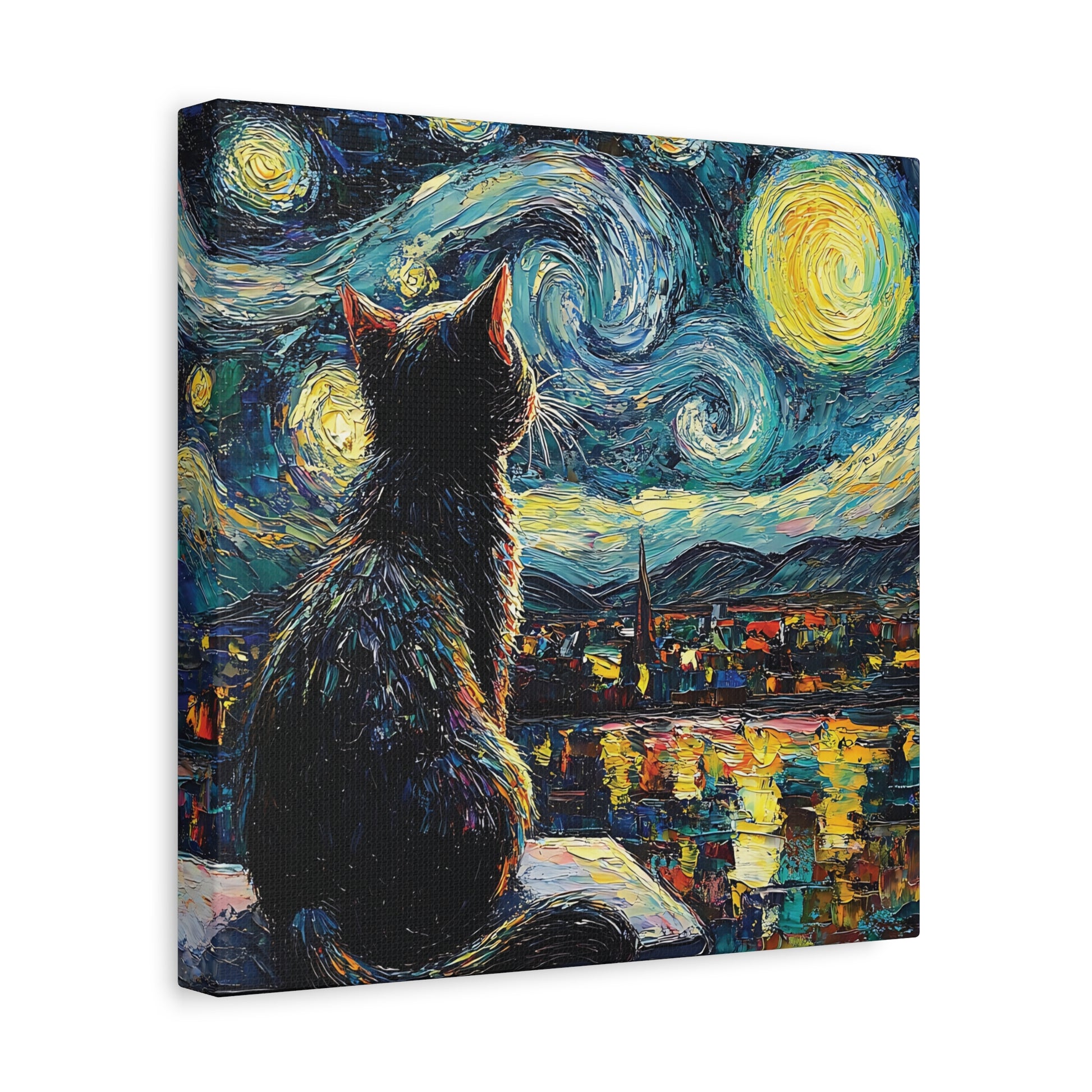Starry Cat Canvas Wall Art Square - Canvasses