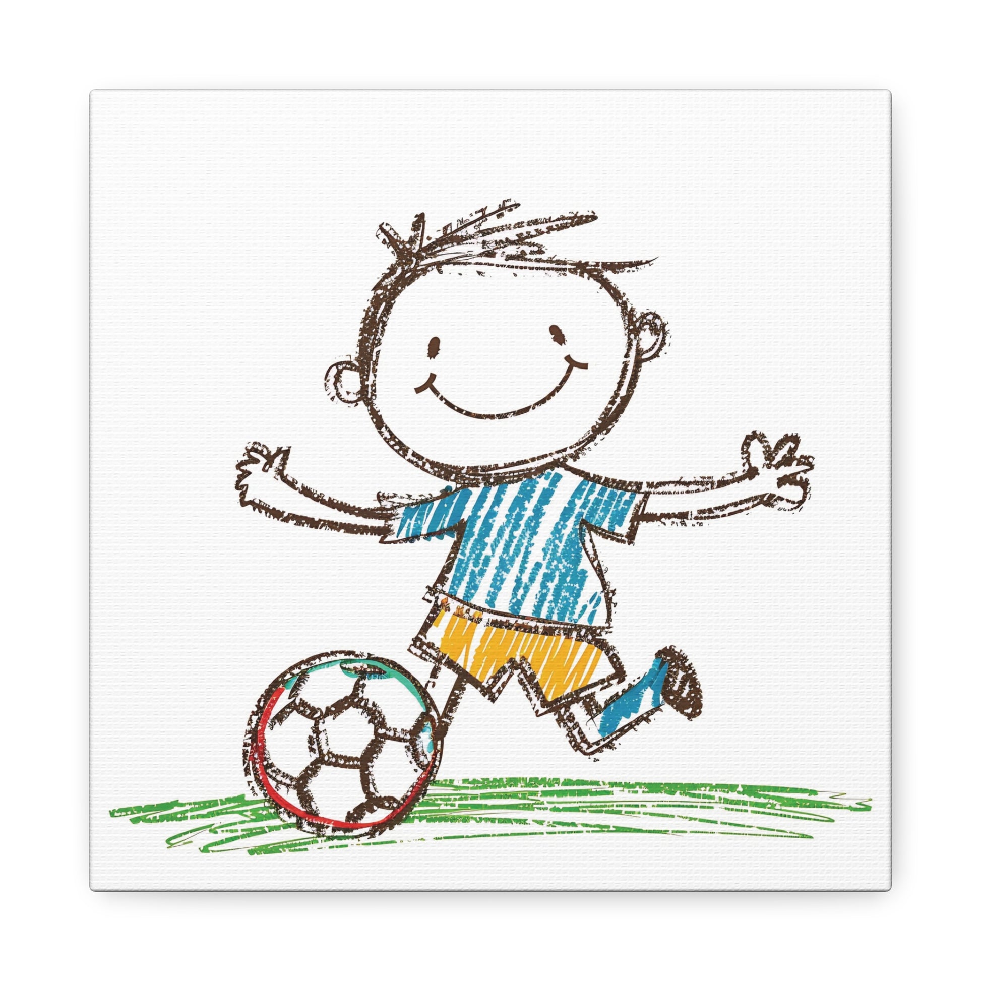 Soccer Kid Canvas Wall Art Square - Canvasses