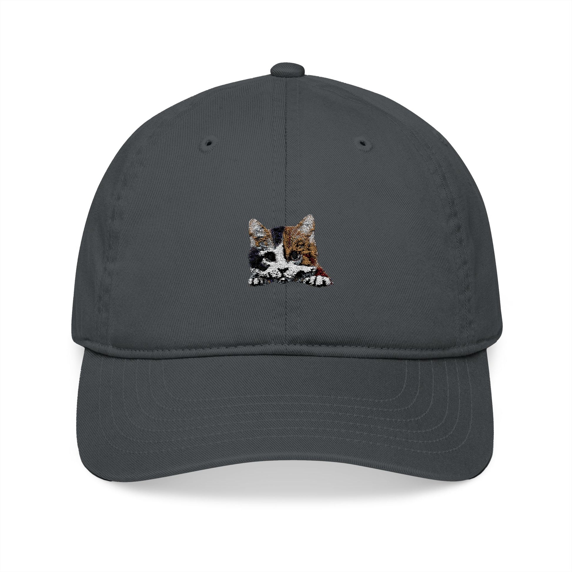 Peekaboo Cat Embroidery Organic Baseball Cap - Canvasses