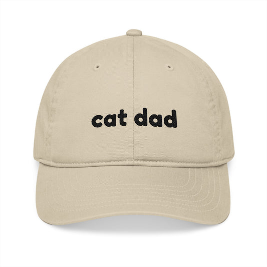 Cat Dad Embroidery Organic Baseball Cap - Canvasses