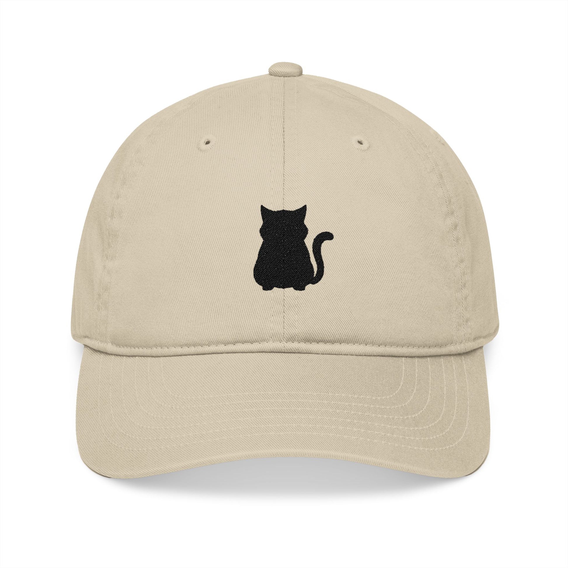 Curi Cat Silhouette Embroidery Organic Baseball Cap - Canvasses
