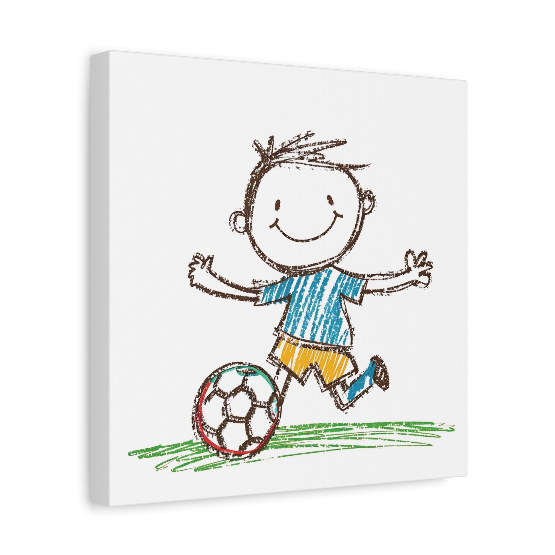 Soccer Kid Canvas Wall Art Square - Canvasses
