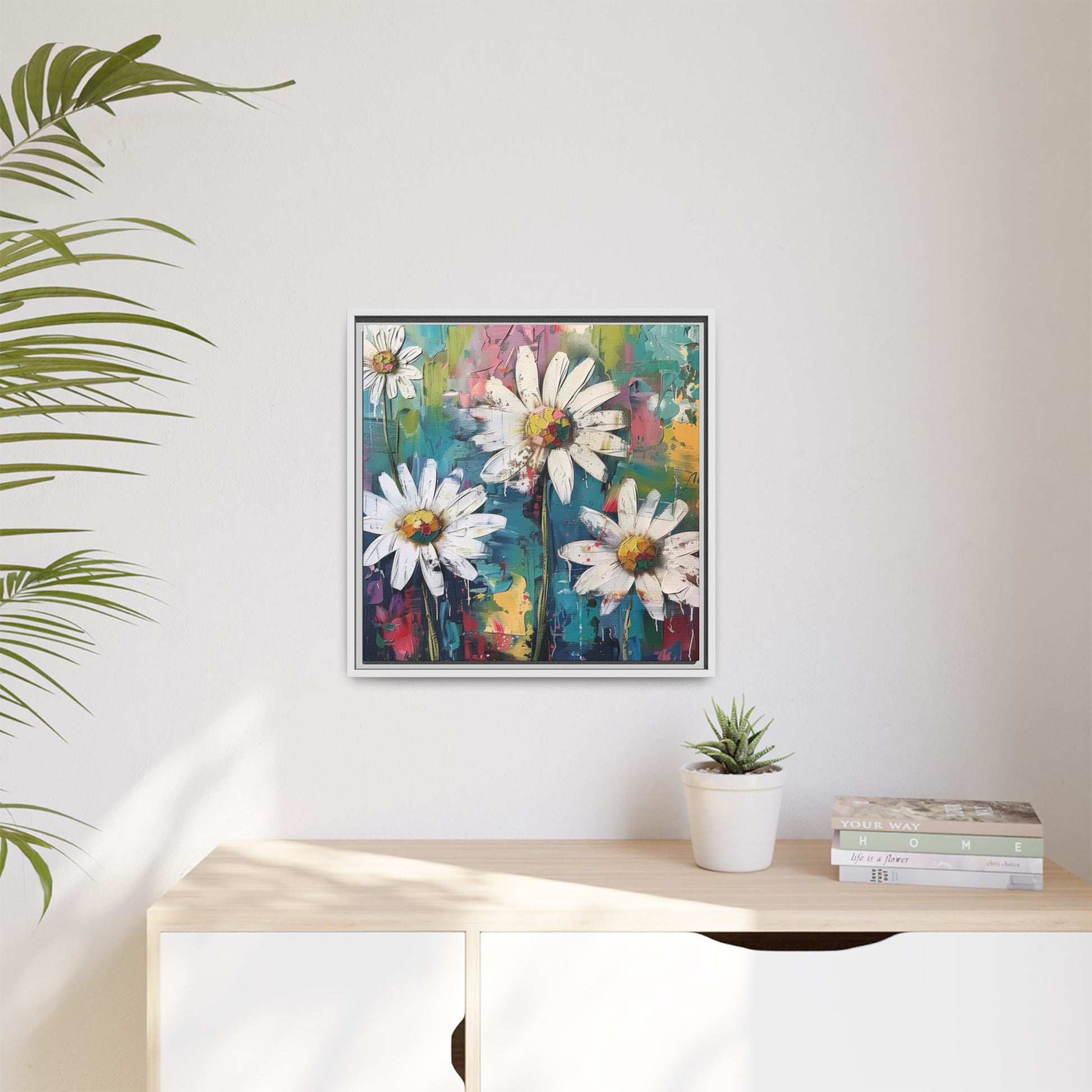 Daisy Daydreams Framed Canvas Wall Art Square - Canvasses