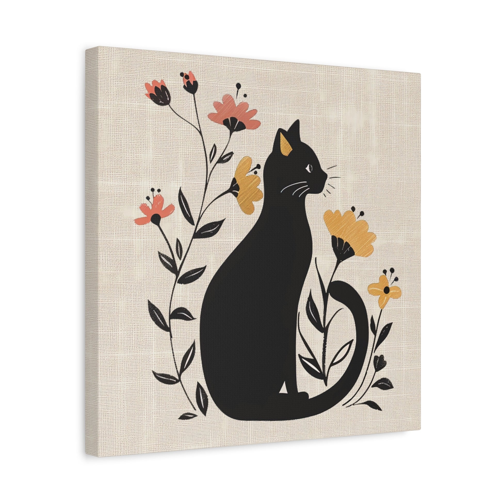 Cat in Bloom Canvas Wall Art Square - Canvasses