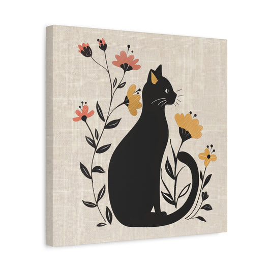 Cat in Bloom Canvas Wall Art Square - Canvasses