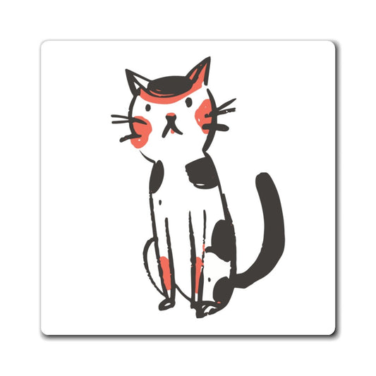 Sketchy Calico Cat Square Magnet - Canvasses