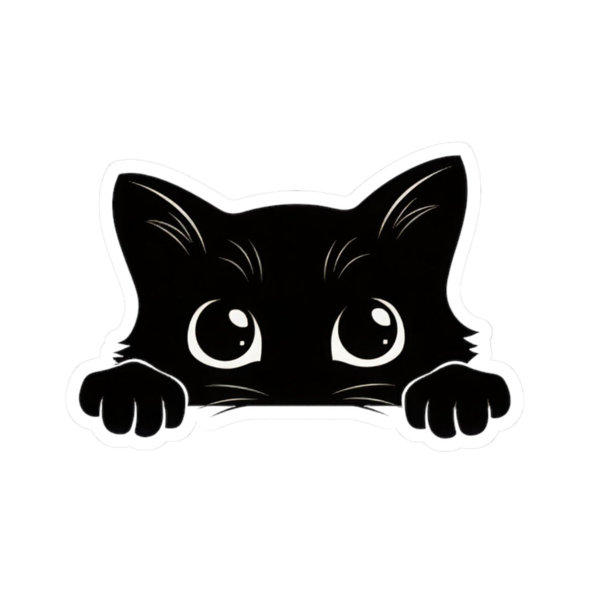 Black Peekaboo Cat Kiss - Cut Sticker - Canvasses
