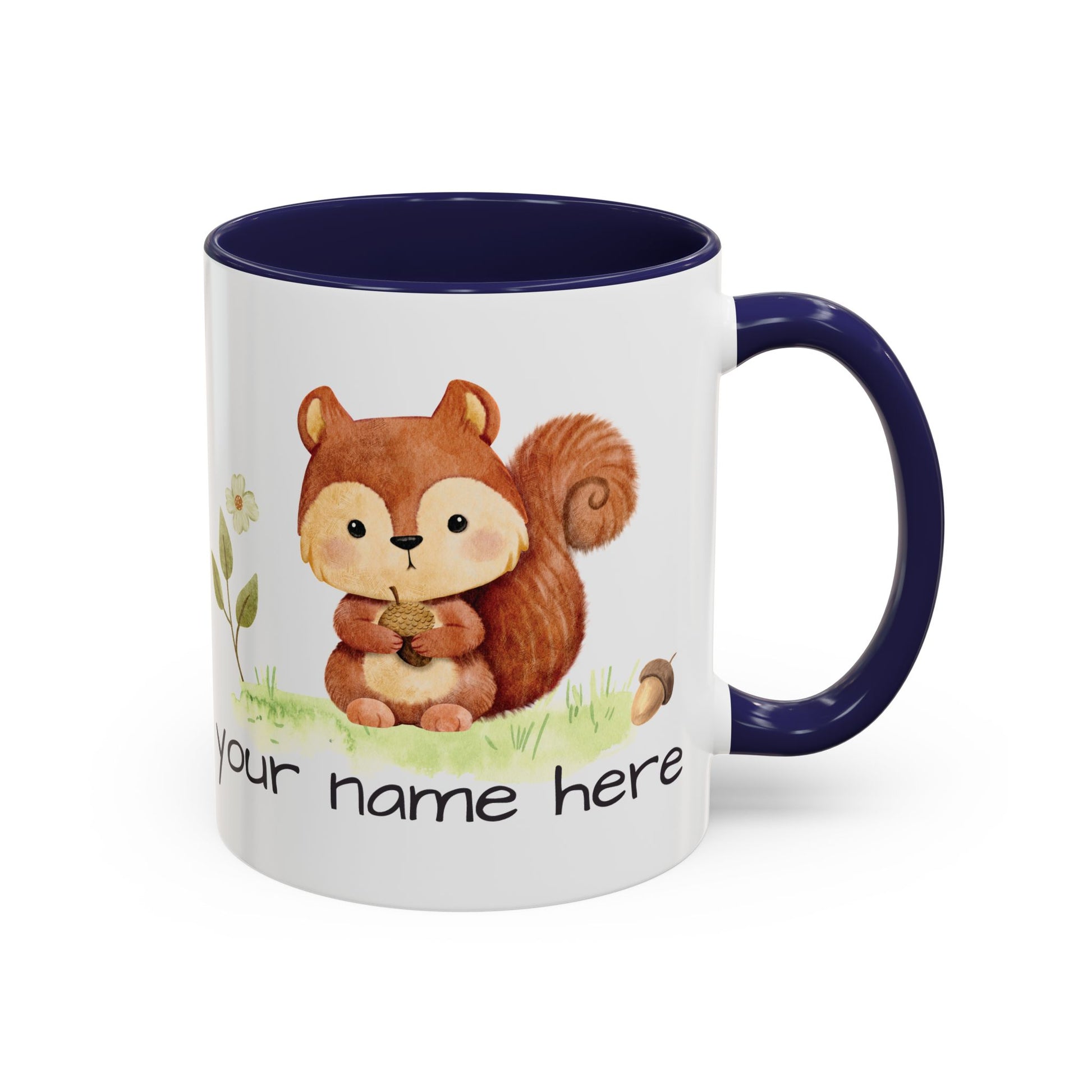 Watercolor Squirrel Personalized Accent Mug - Canvasses
