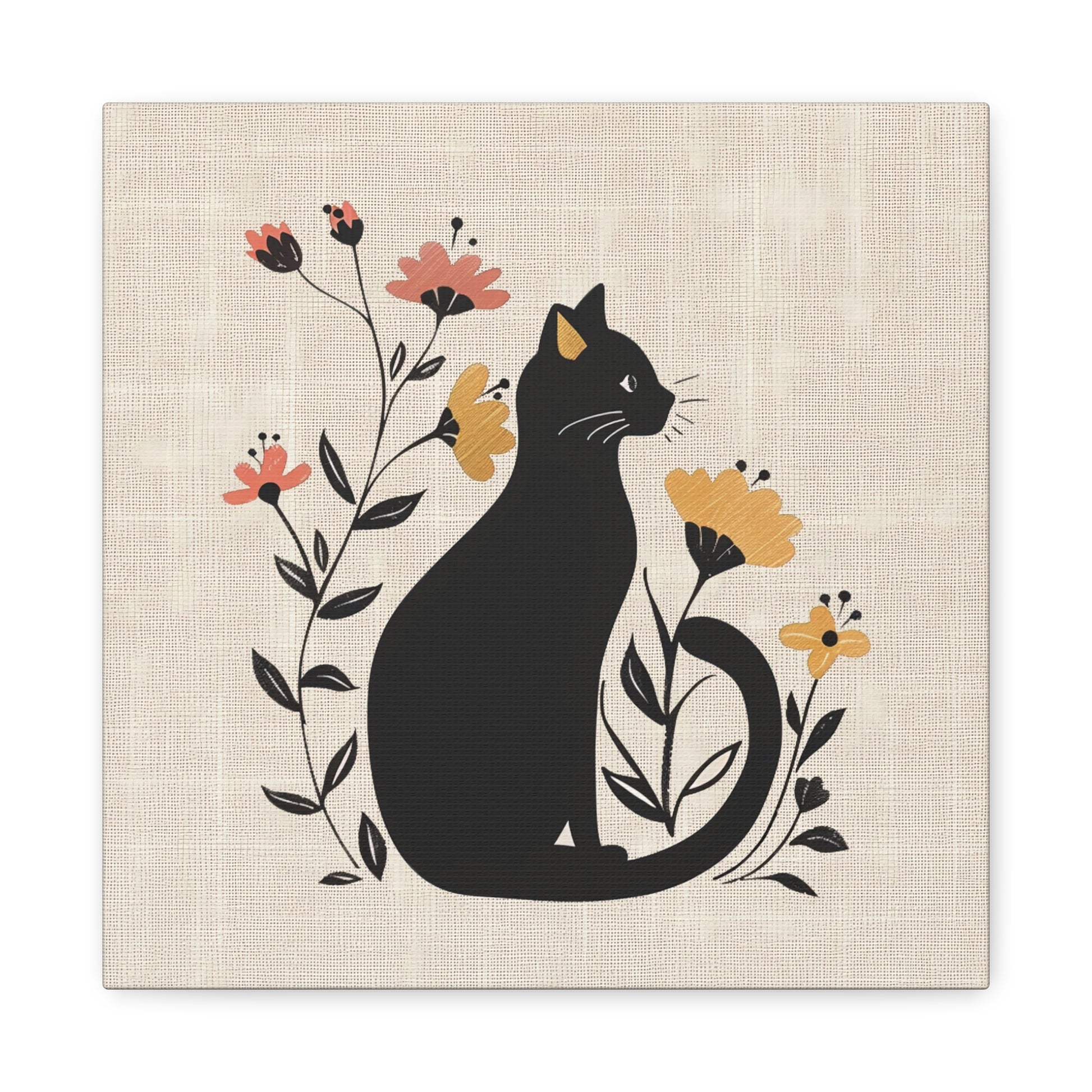 Cat in Bloom Canvas Wall Art Square - Canvasses