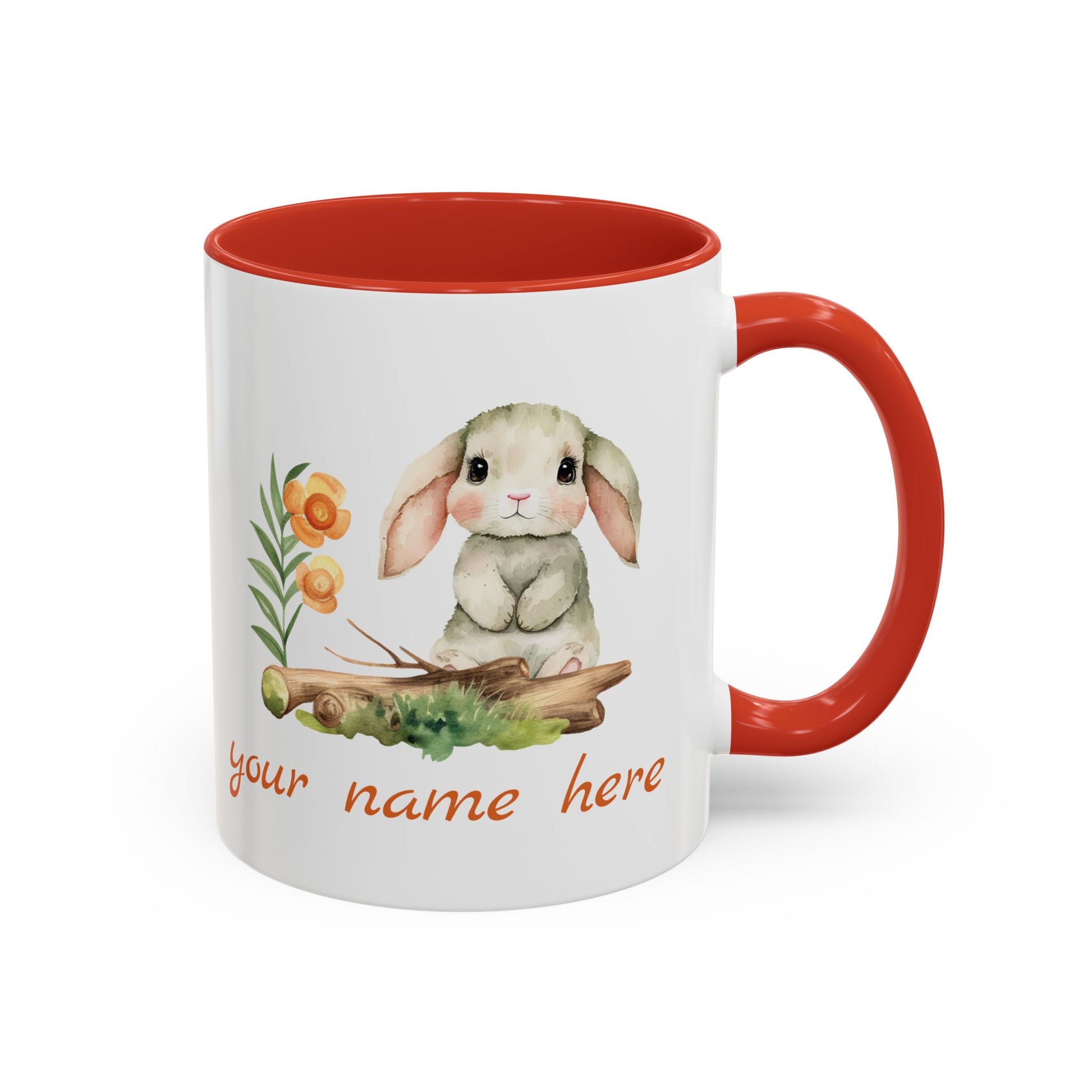 Watercolor Bunny Personalized Accent Mug - Canvasses