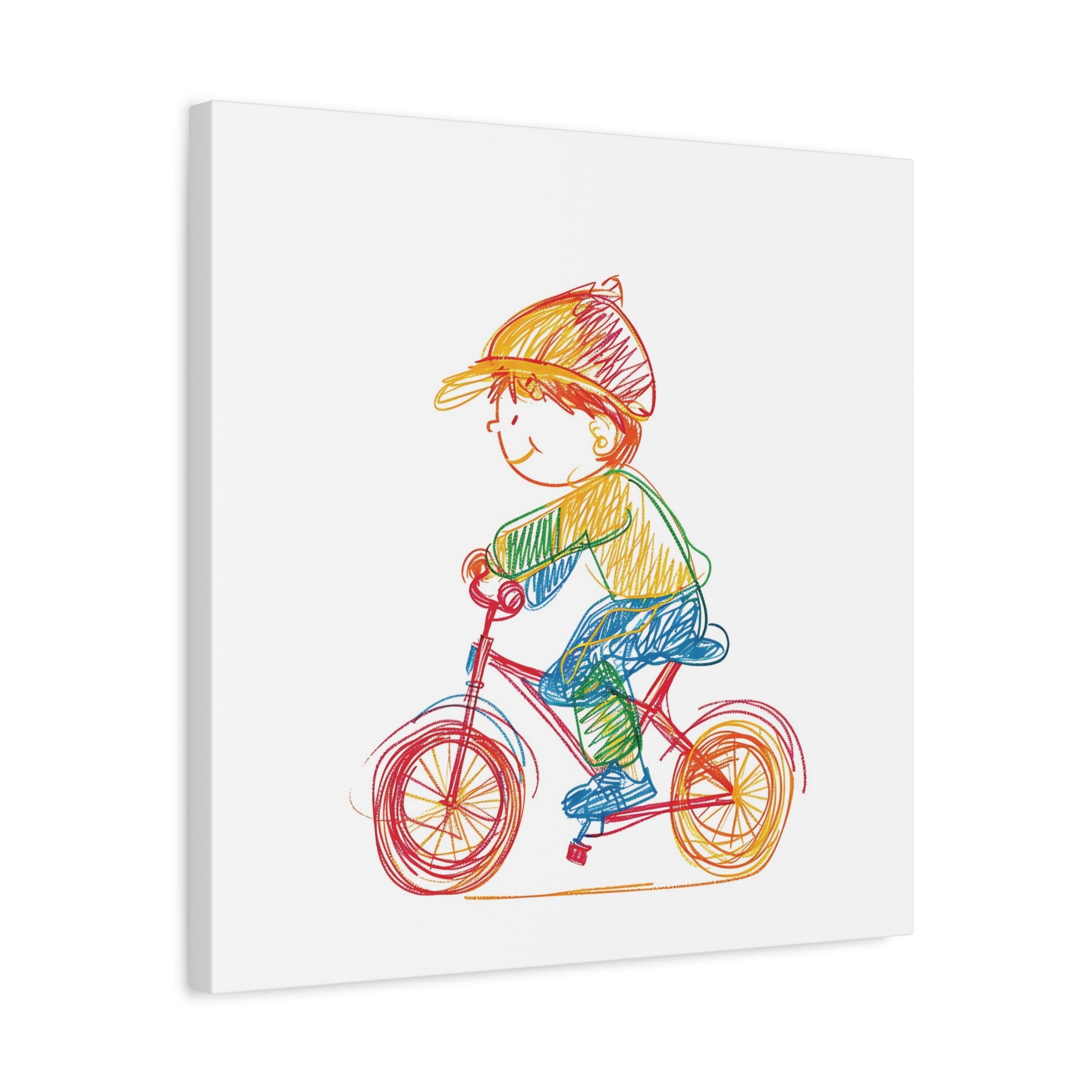Bicycle Kid Canvas Wall Art Square - Canvasses