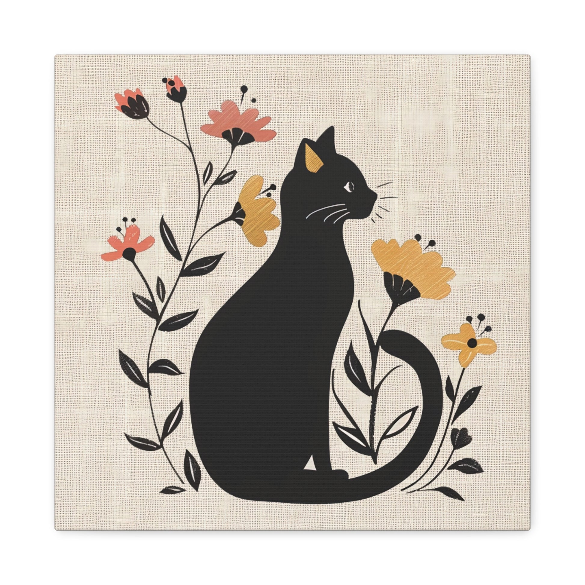 Cat in Bloom Canvas Wall Art Square - Canvasses