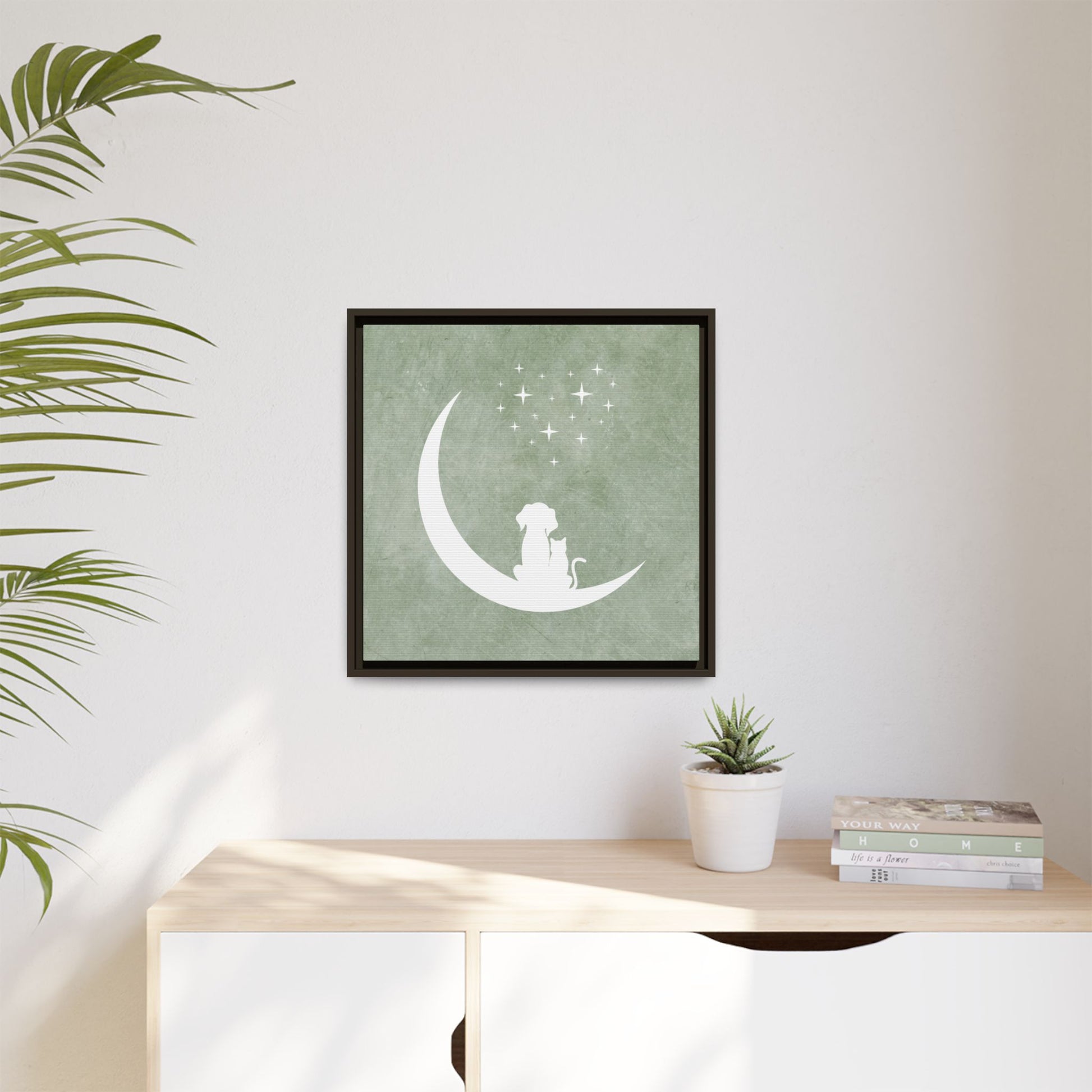 Moonlit Friends Framed Canvas Wall Art Square - Canvasses