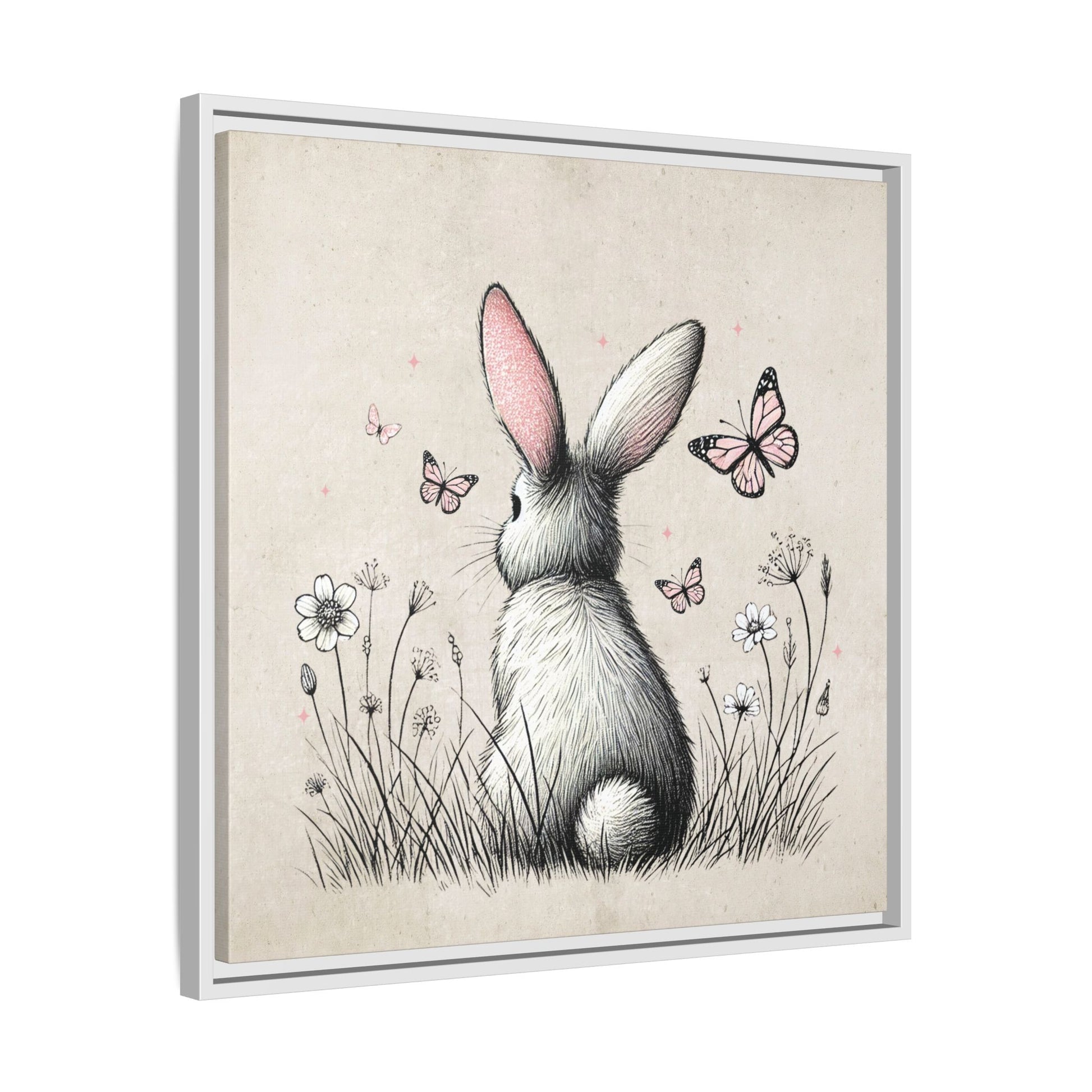 Bunny Playground Framed Canvas Wall Art Square - Canvasses