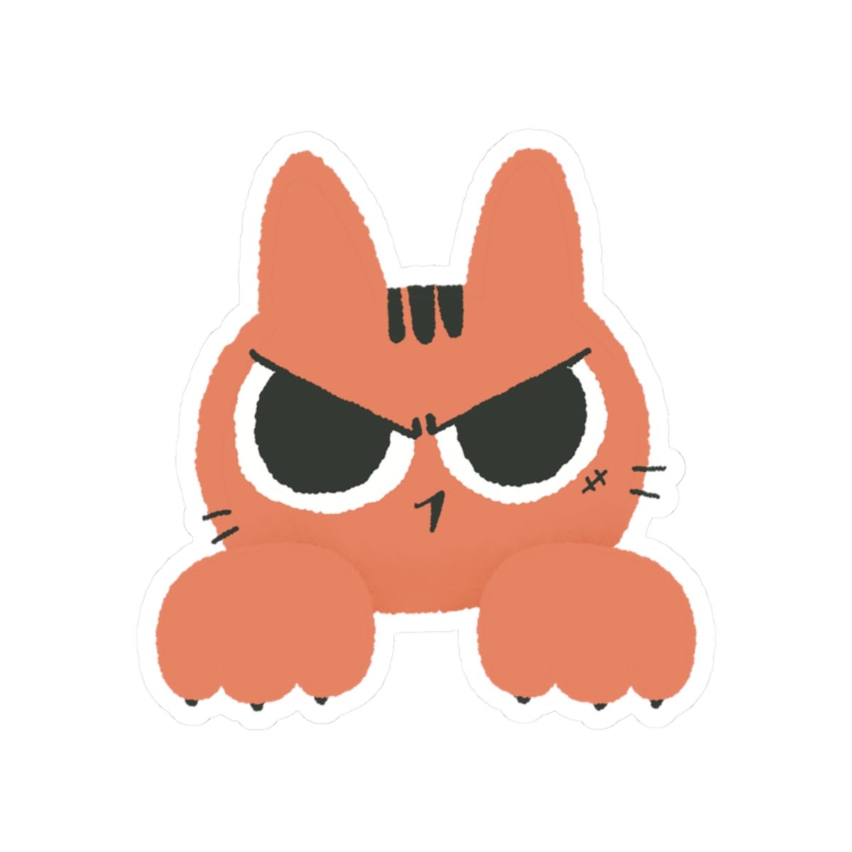 Grumpy Peekaboo Cat Kiss - Cut Sticker - Canvasses