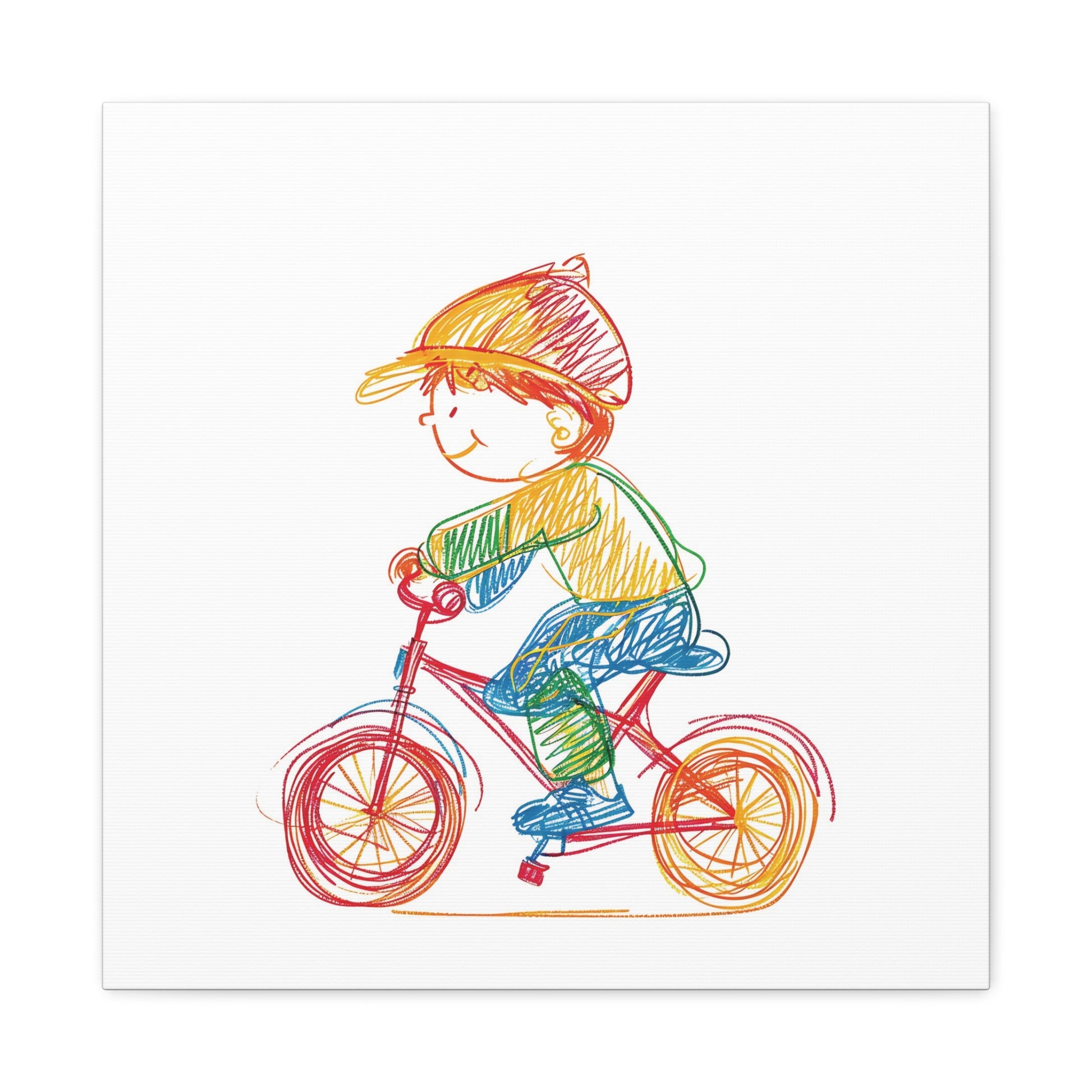 Bicycle Kid Canvas Wall Art Square - Canvasses