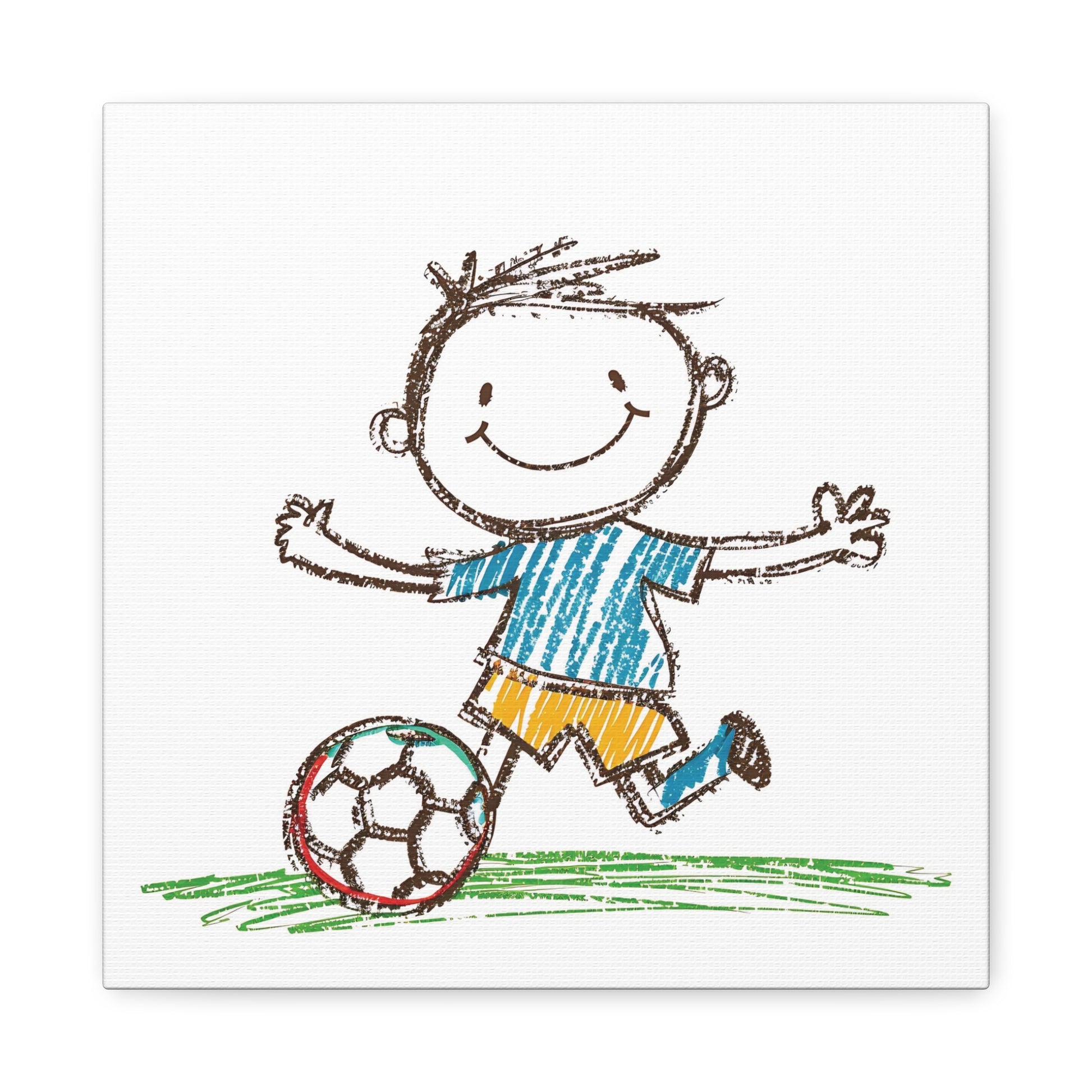 Soccer Kid Canvas Wall Art Square - Canvasses