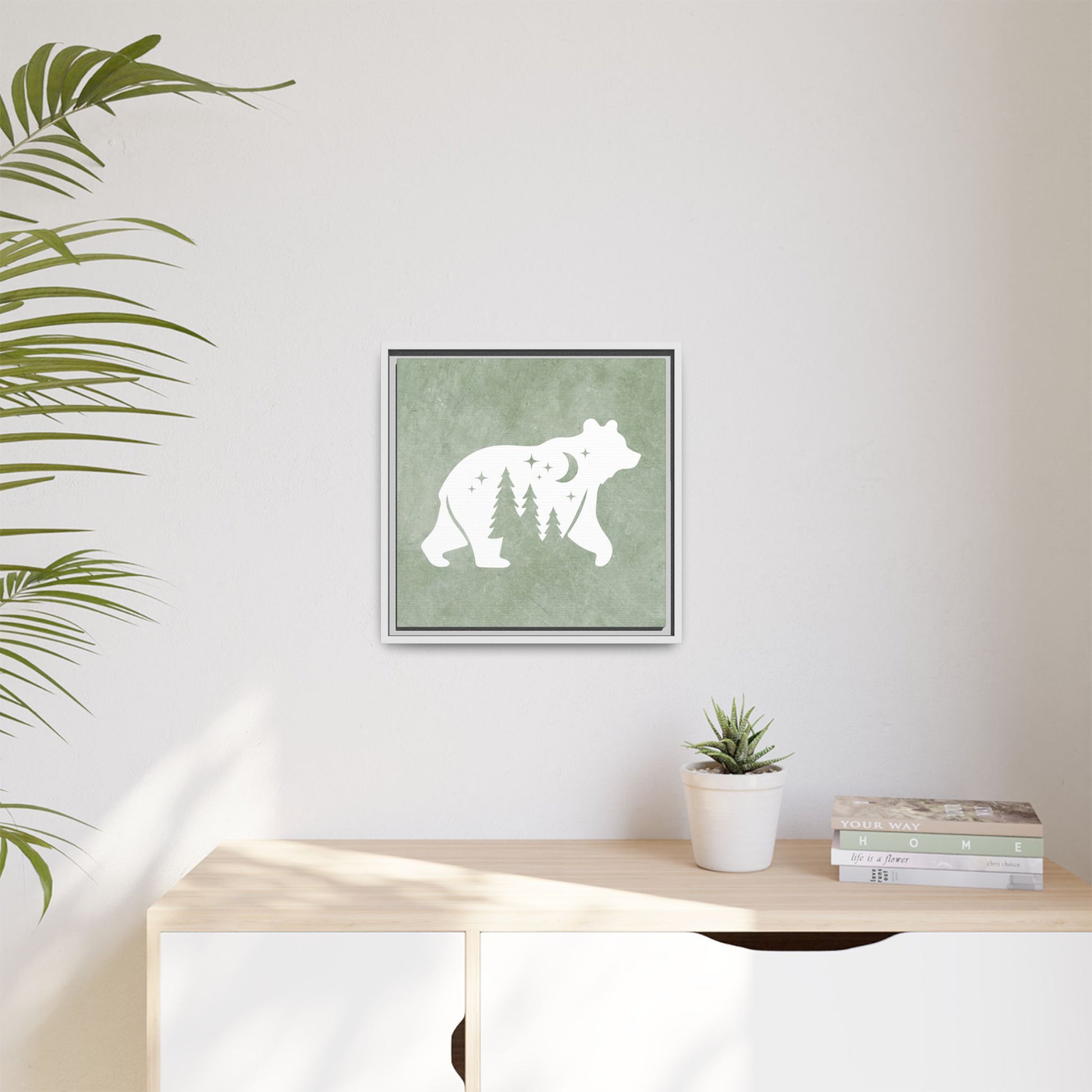 Silhouette Bear Framed Canvas Wall Art Square - Canvasses