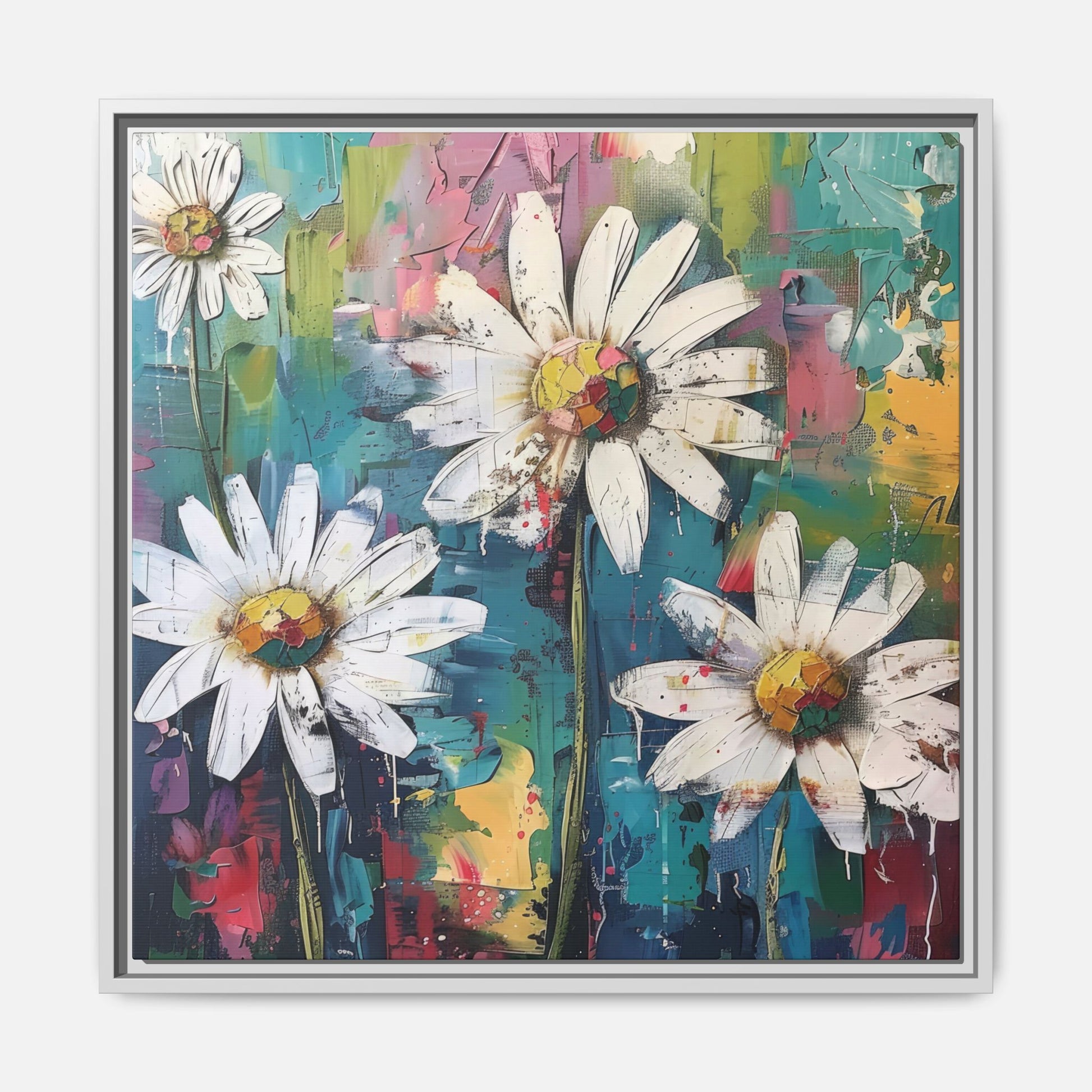 Daisy Daydreams Framed Canvas Wall Art Square - Canvasses
