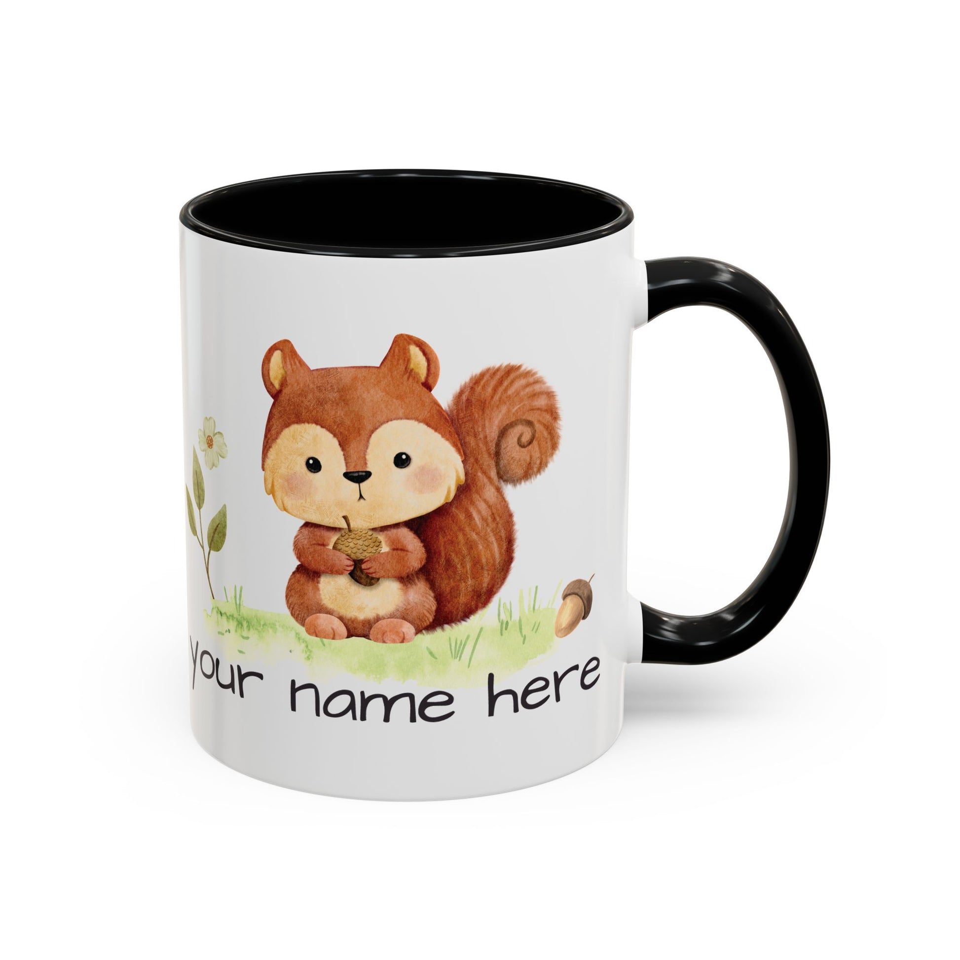 Watercolor Squirrel Personalized Accent Mug - Canvasses