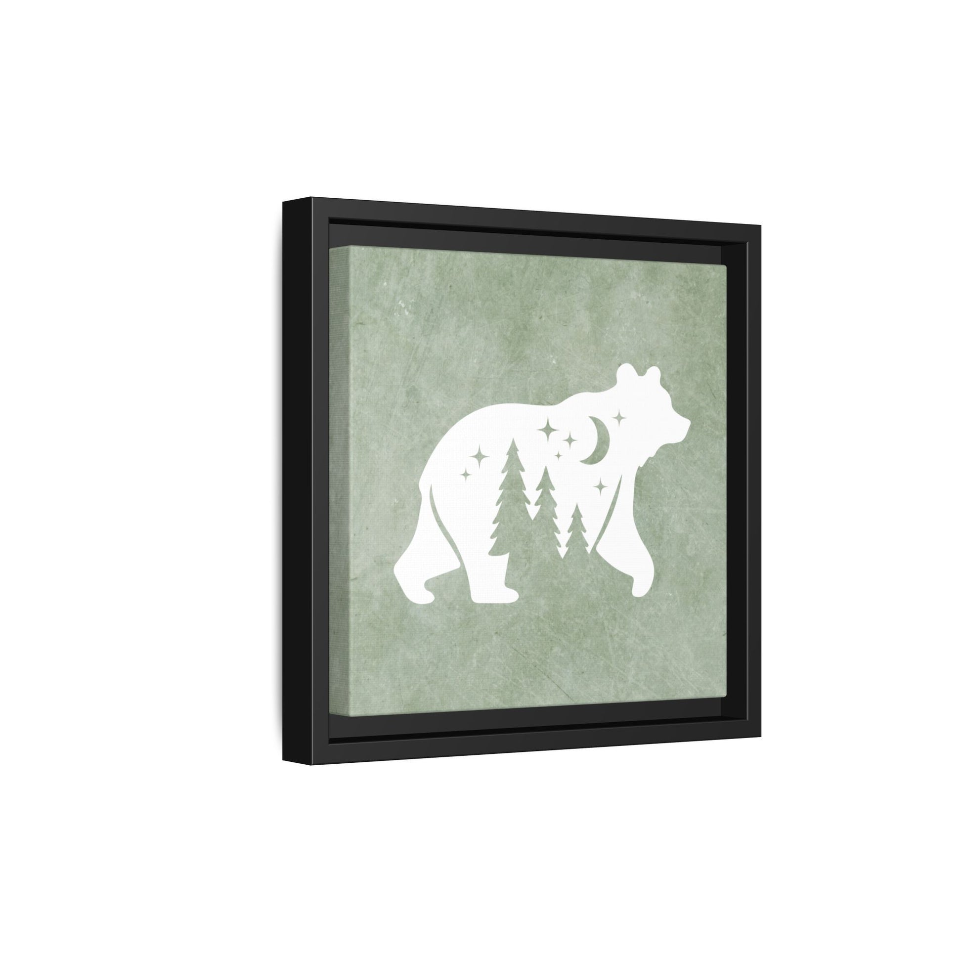 Silhouette Bear Framed Canvas Wall Art Square - Canvasses