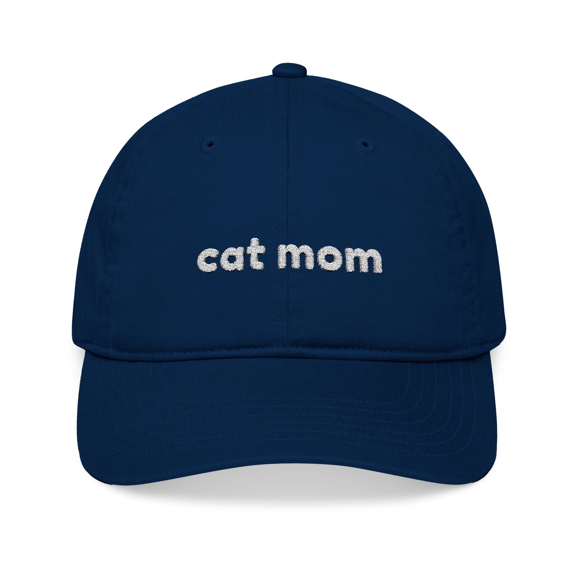 Cat Mom Embroidery Organic Baseball Cap - Canvasses