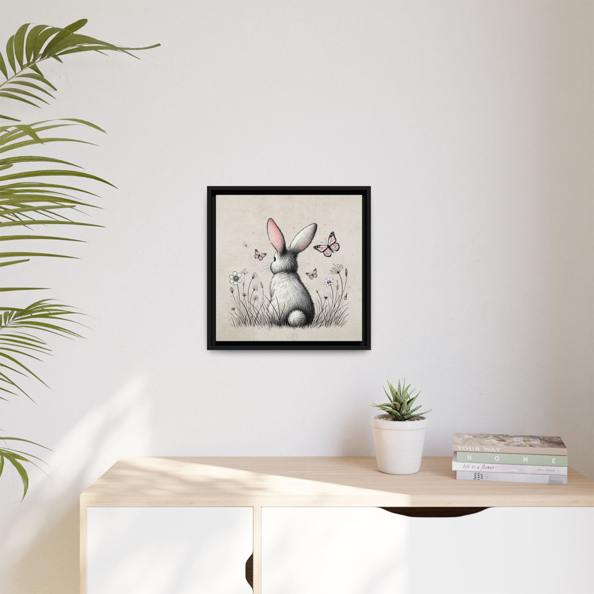 Bunny Playground Framed Canvas Wall Art Square - Canvasses