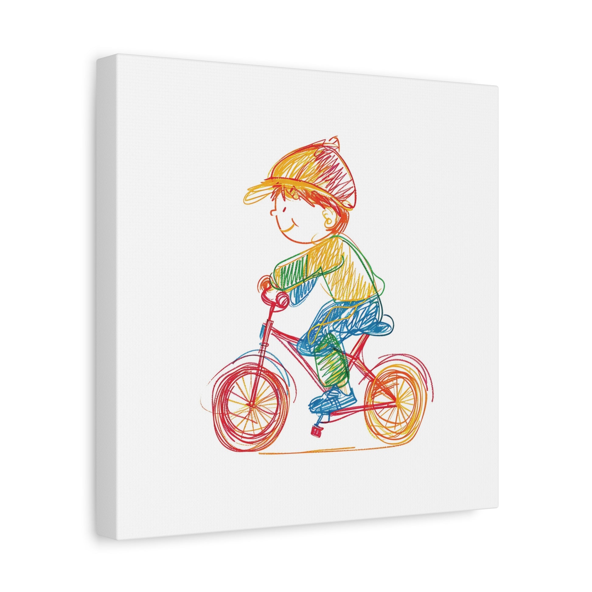 Bicycle Kid Canvas Wall Art Square - Canvasses