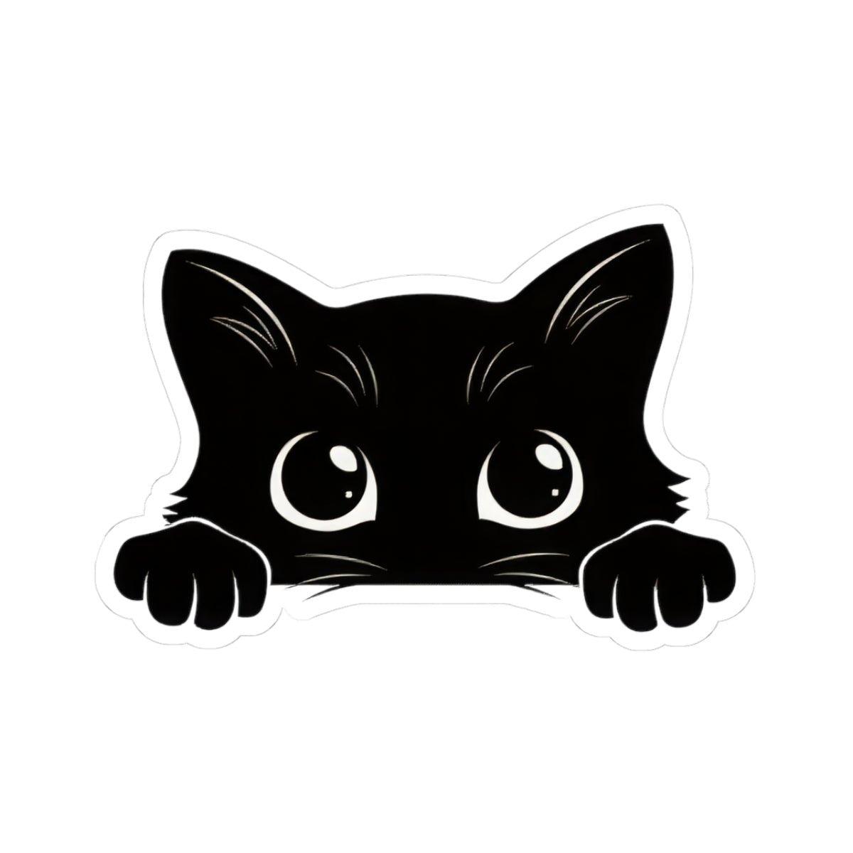 Black Peekaboo Cat Kiss - Cut Sticker - Canvasses
