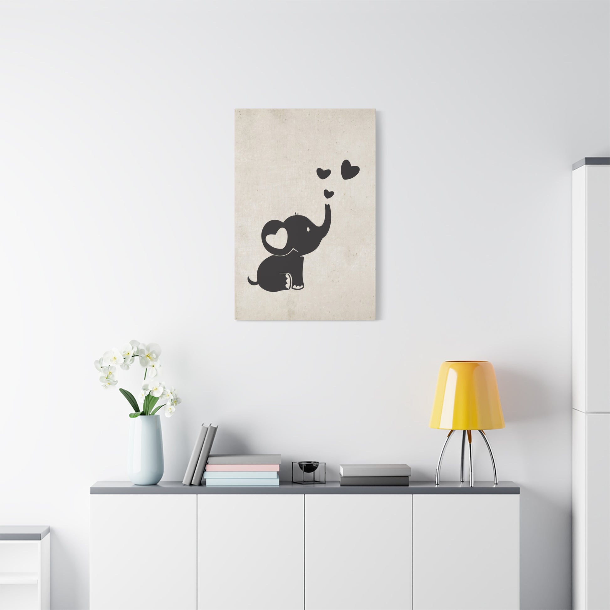 Elephant Silhouette Canvas Wall Art Vertical - Canvasses