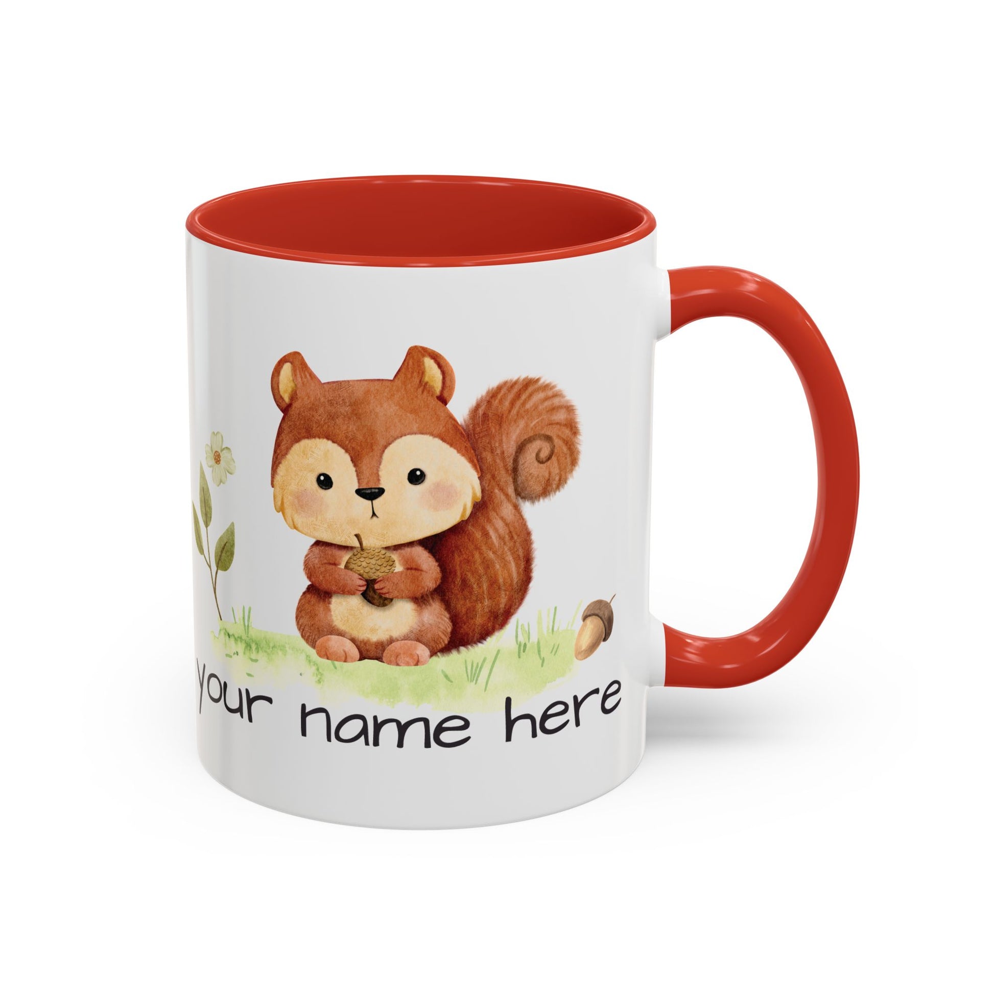 Watercolor Squirrel Personalized Accent Mug - Canvasses