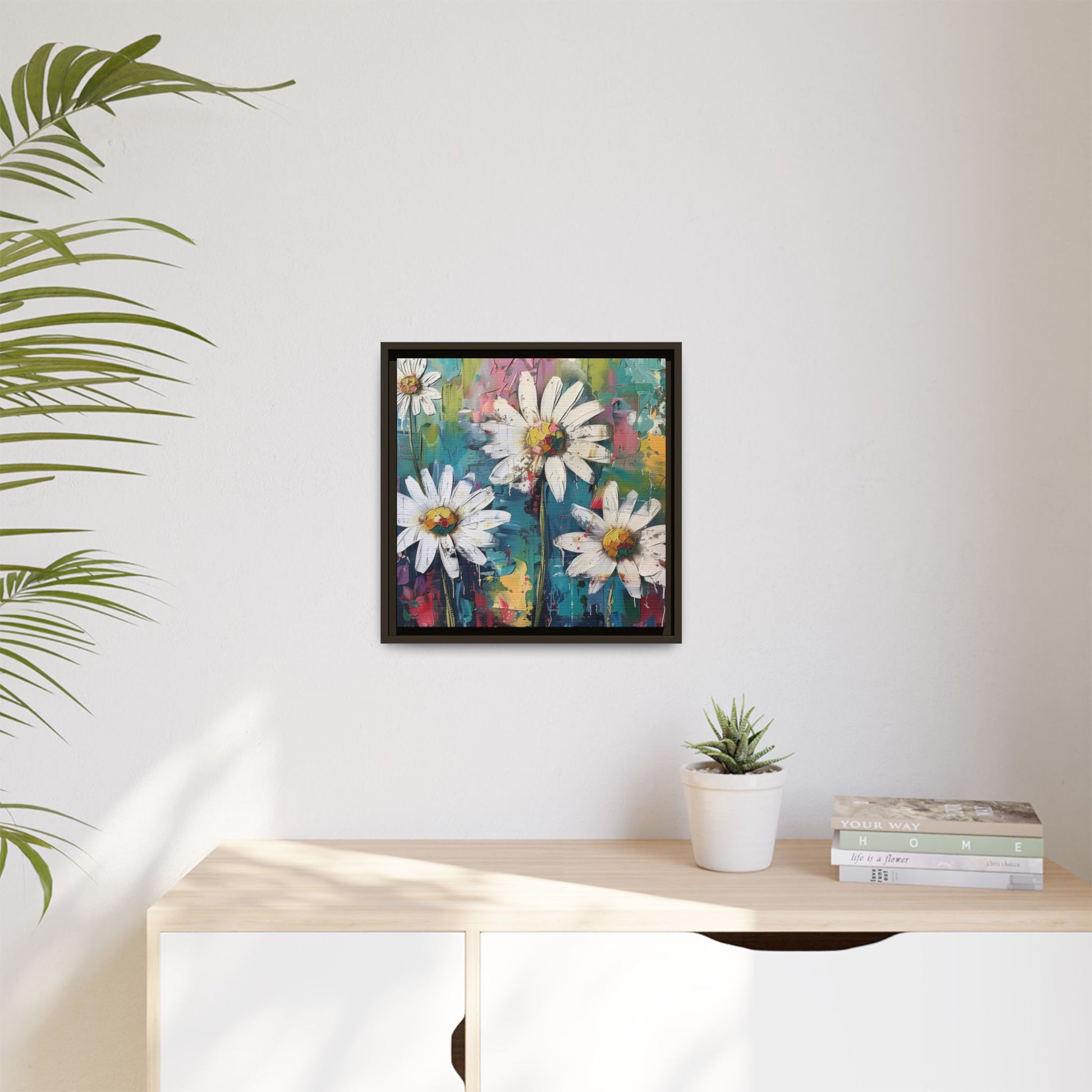Daisy Daydreams Framed Canvas Wall Art Square - Canvasses